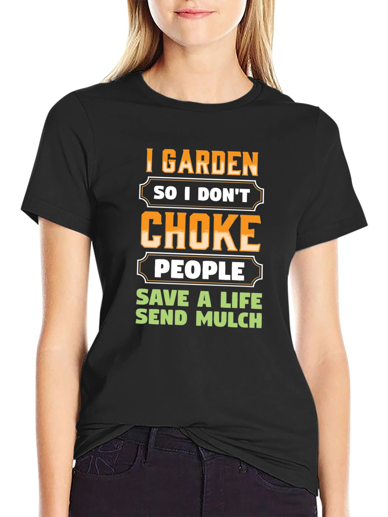 Black I Garden So I Don't Choke People T-Shirt view 2