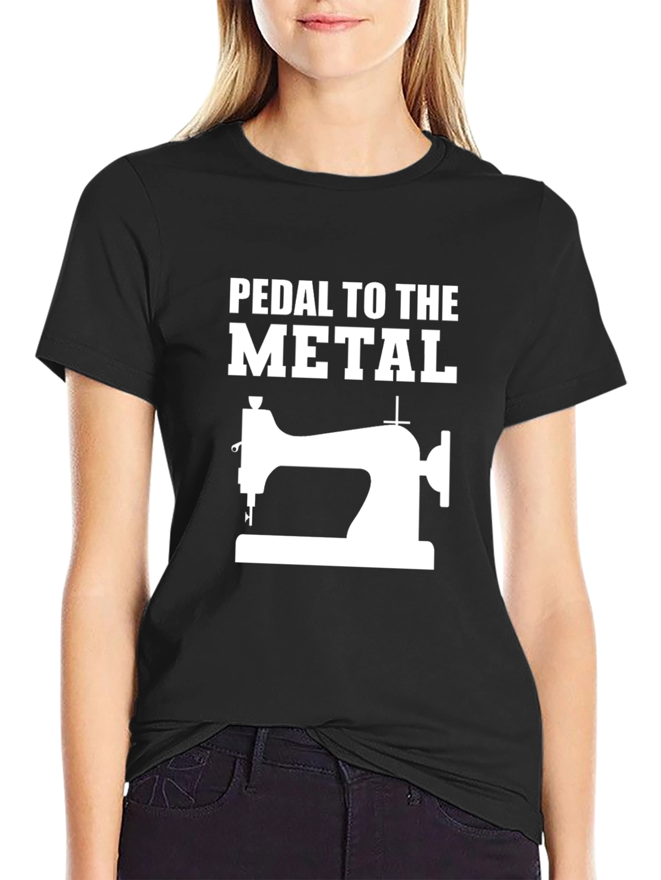 Black Pedal to the Metal Sewing T-Shirt view 2