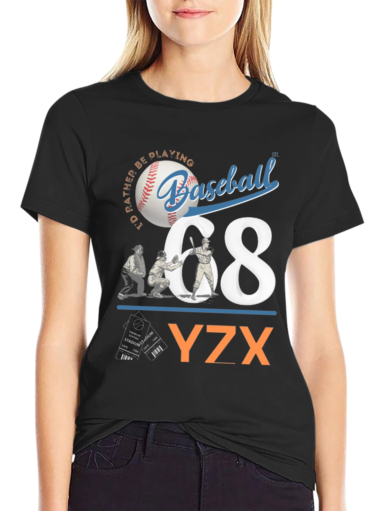 Black Baseball Graphic Tee - YZX view 2
