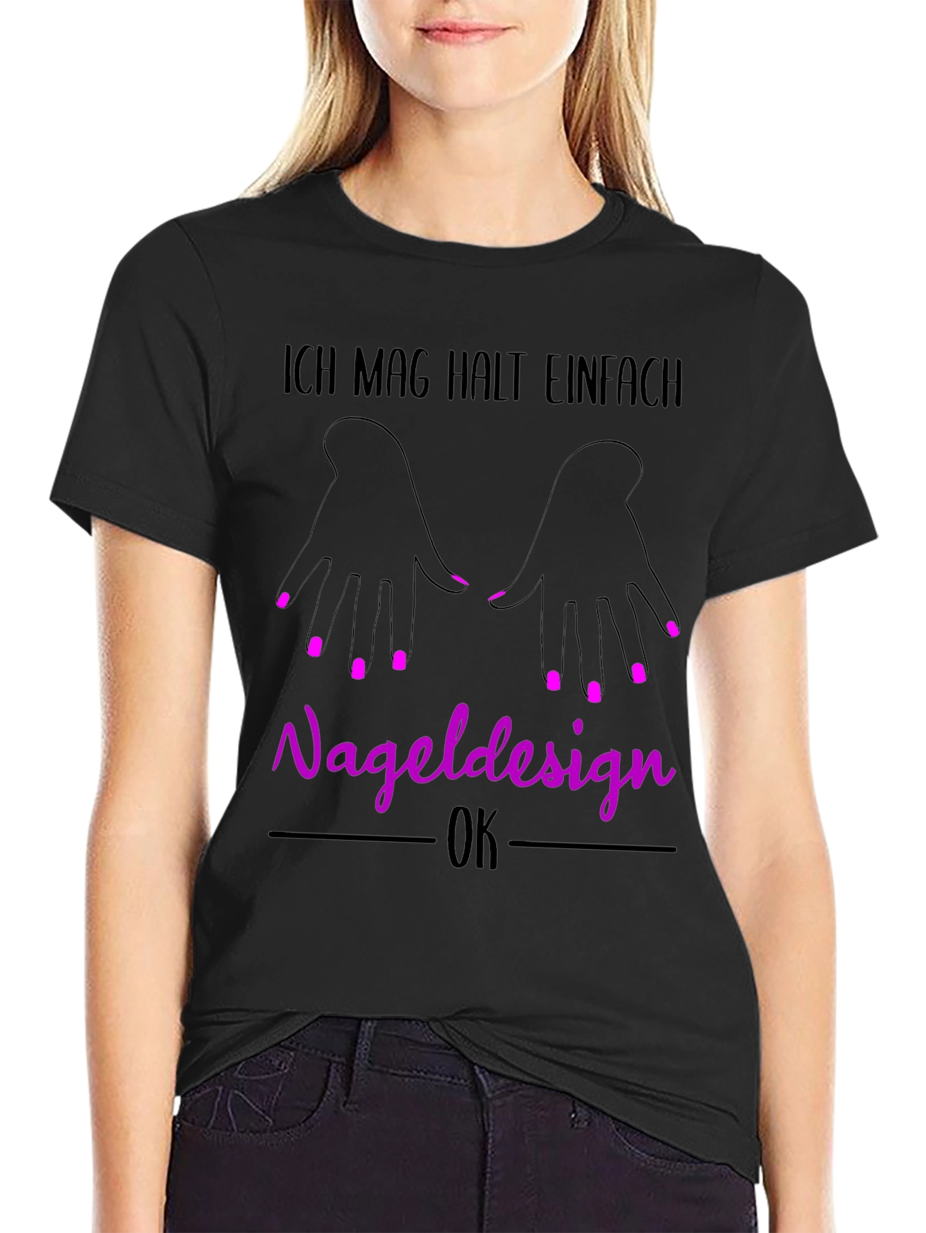 Black Nail Design T-Shirt - "Ich Mag Halt Einfach Nageldesign" view 2