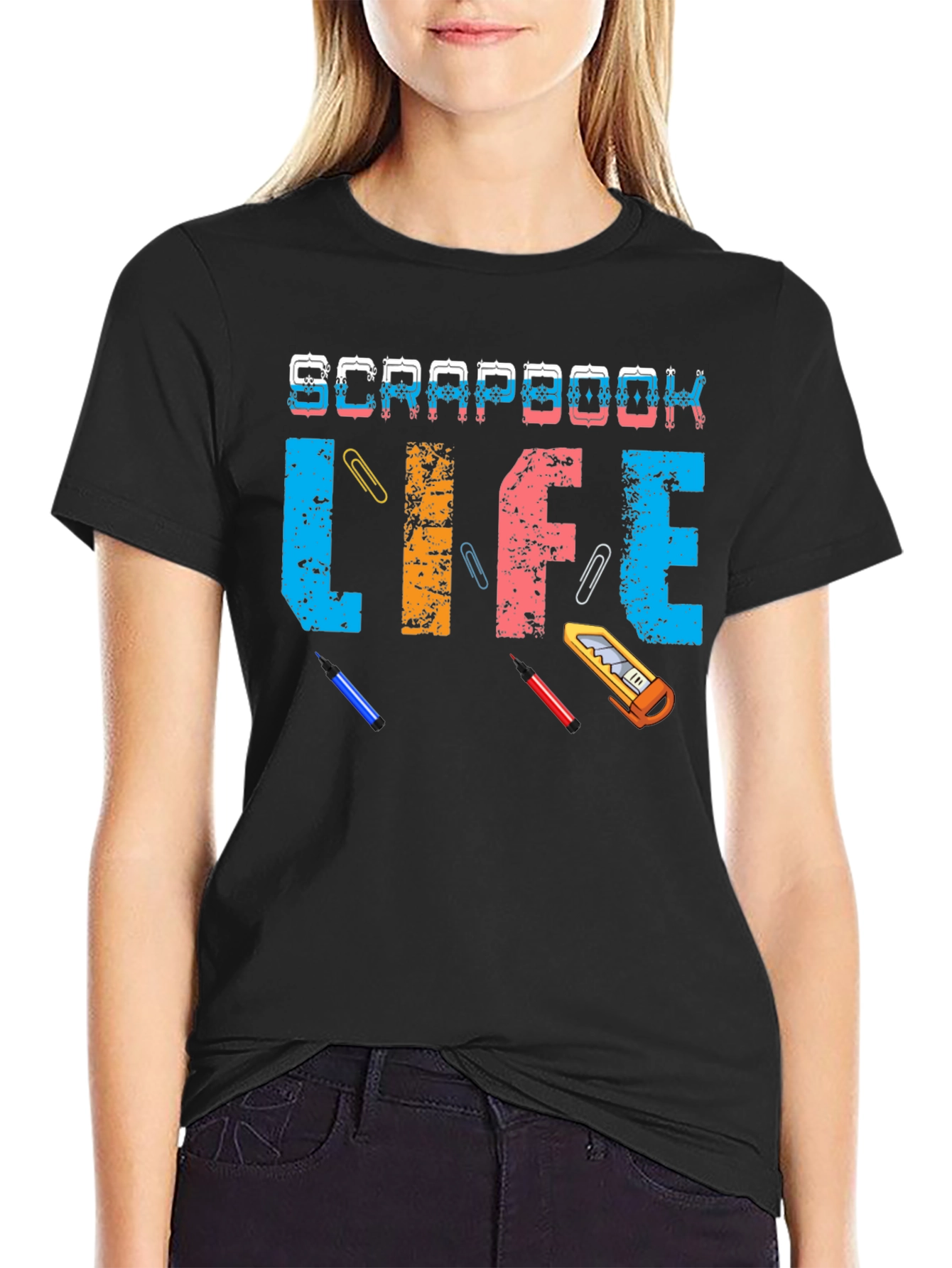 Black Scrapbook Life Graphic Tee view 2