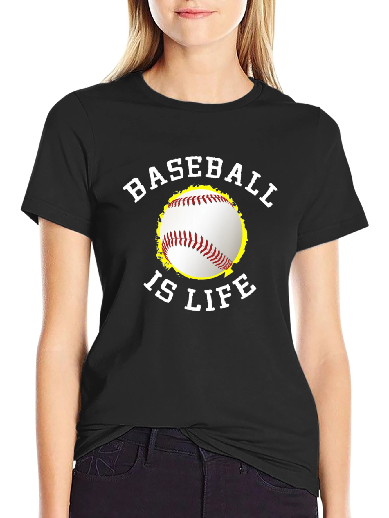 Black Baseball Is Life Graphic T-Shirt - Black Tee view 2
