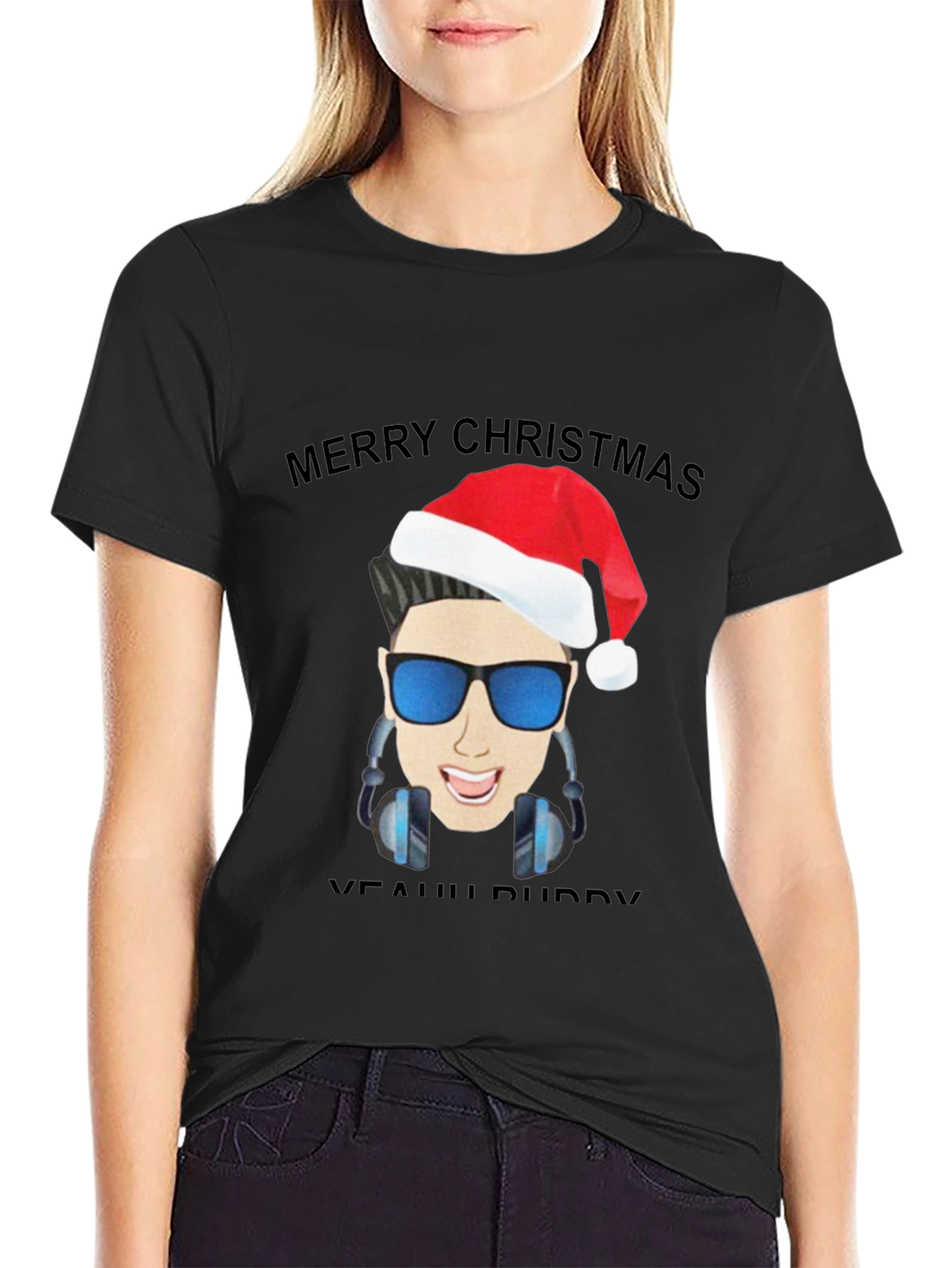 Black Merry Christmas DJ T-Shirt view 2