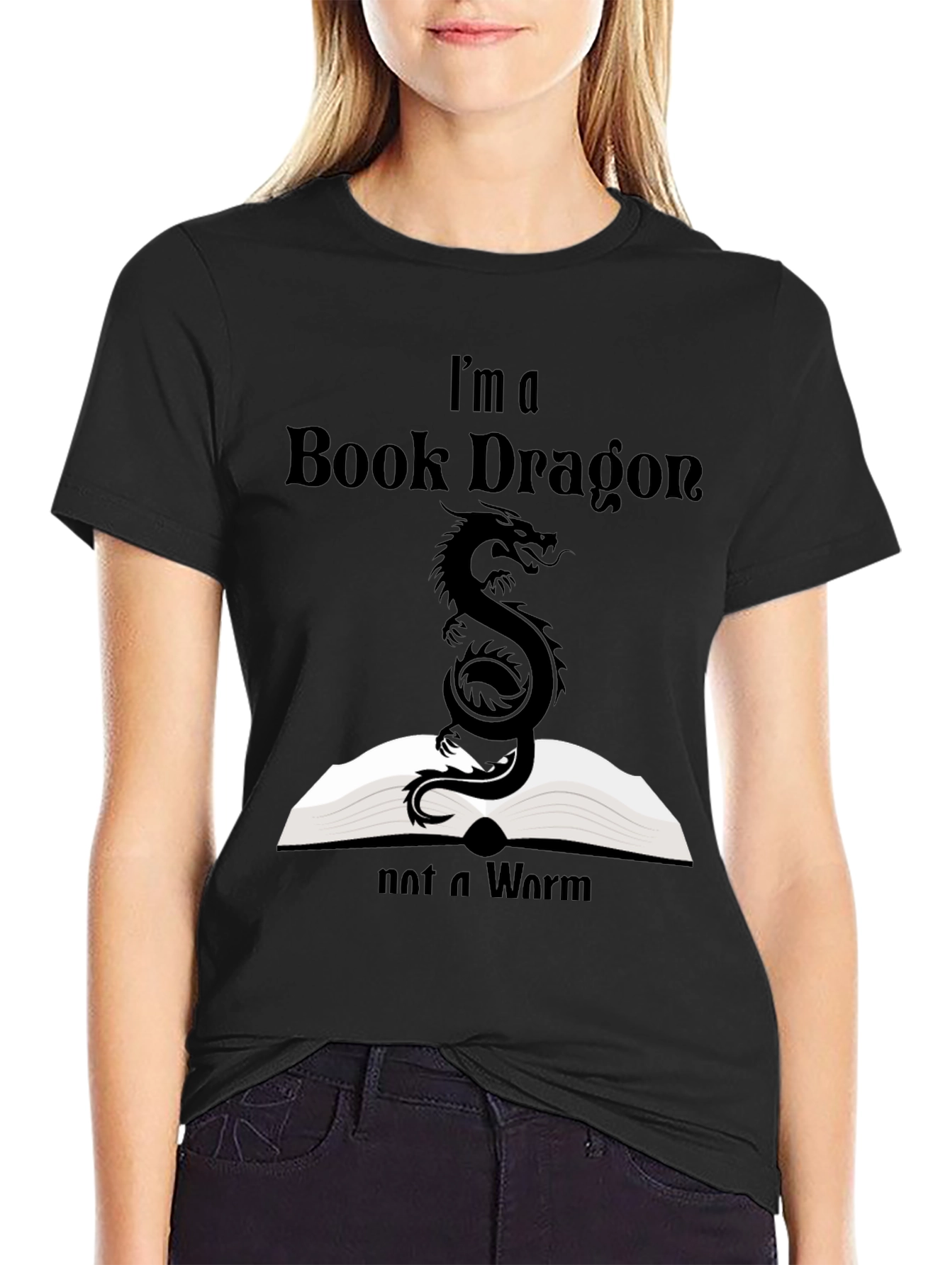 Black Book Dragon T-Shirt - Reading Lover's Tee view 2