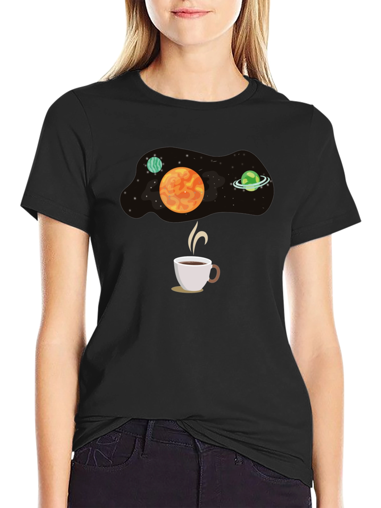 Black Space Coffee T-Shirt - Galaxy Brew Tee view 2