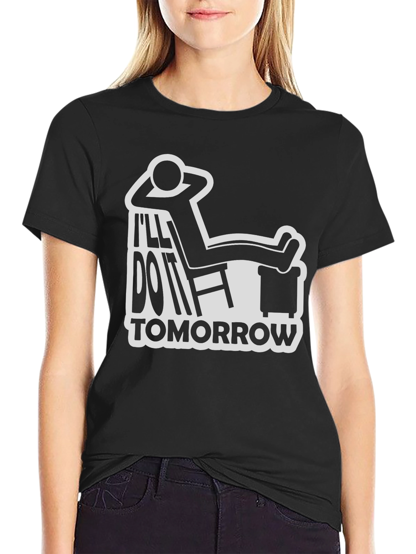 Black I'll Do It Tomorrow Graphic Tee view 2