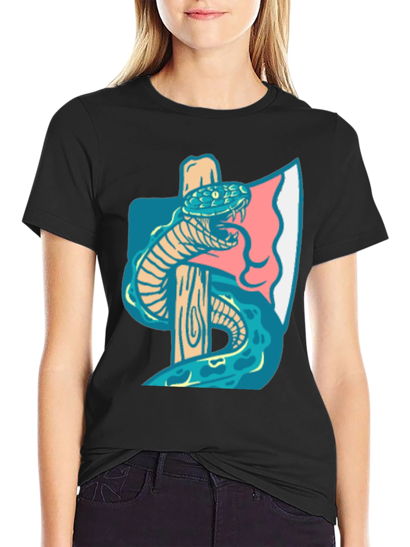 Black Axe & Snake Graphic Tee - Cool Casual Style view 2
