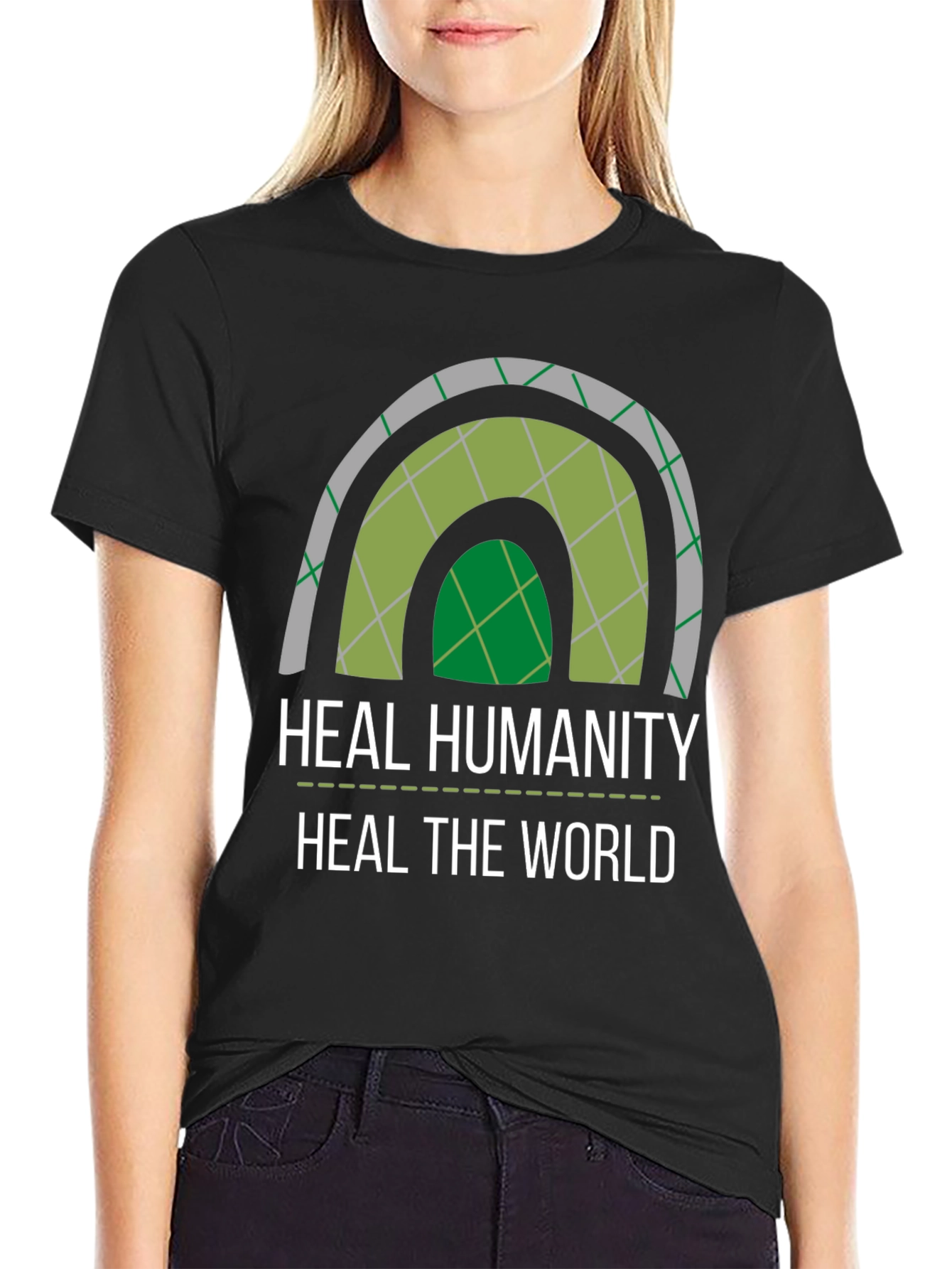 Black Heal Humanity T-Shirt - Eco-Friendly Design view 2