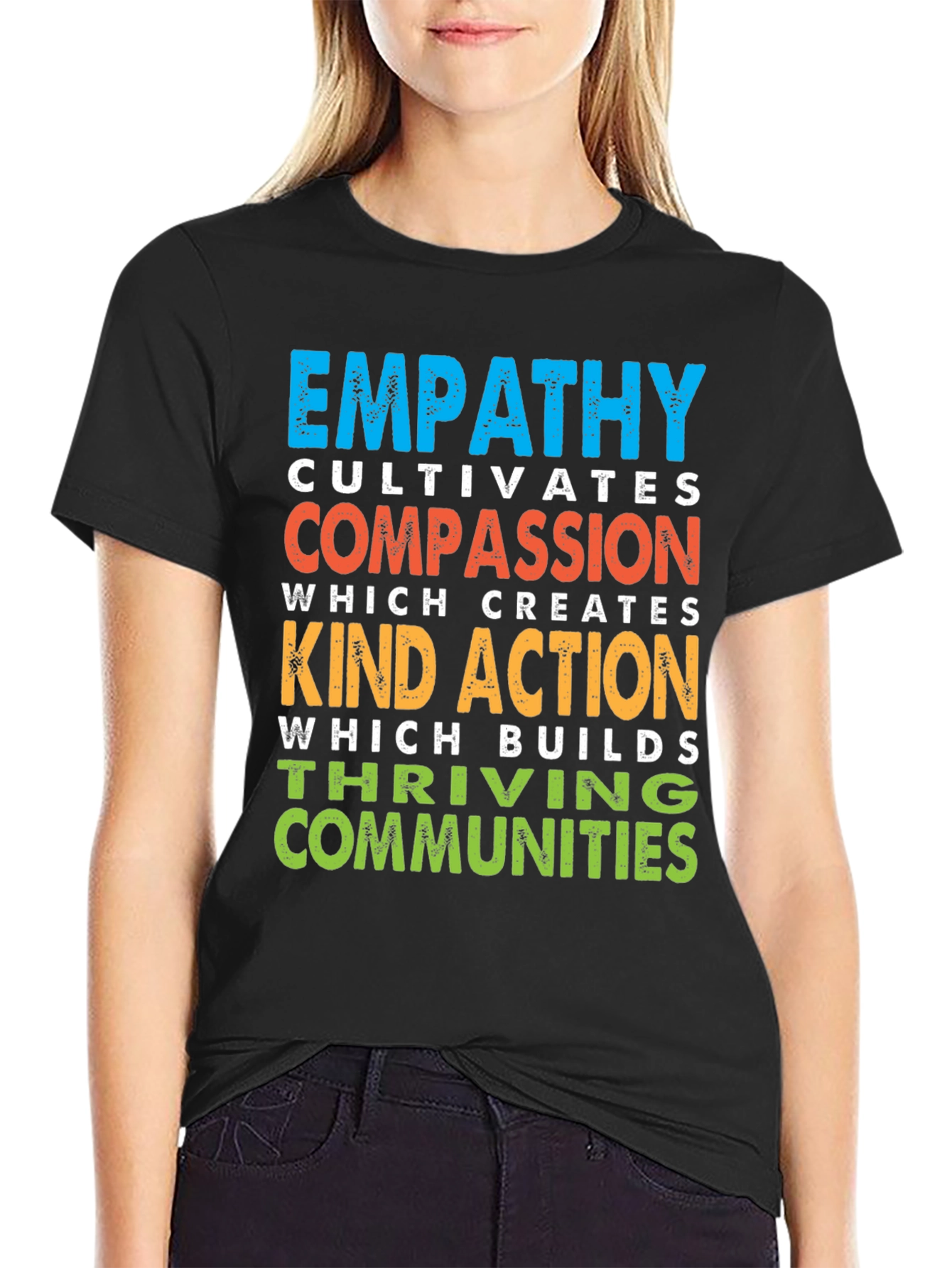 Black Empathy Cultivates Compassion Graphic T-Shirt view 2
