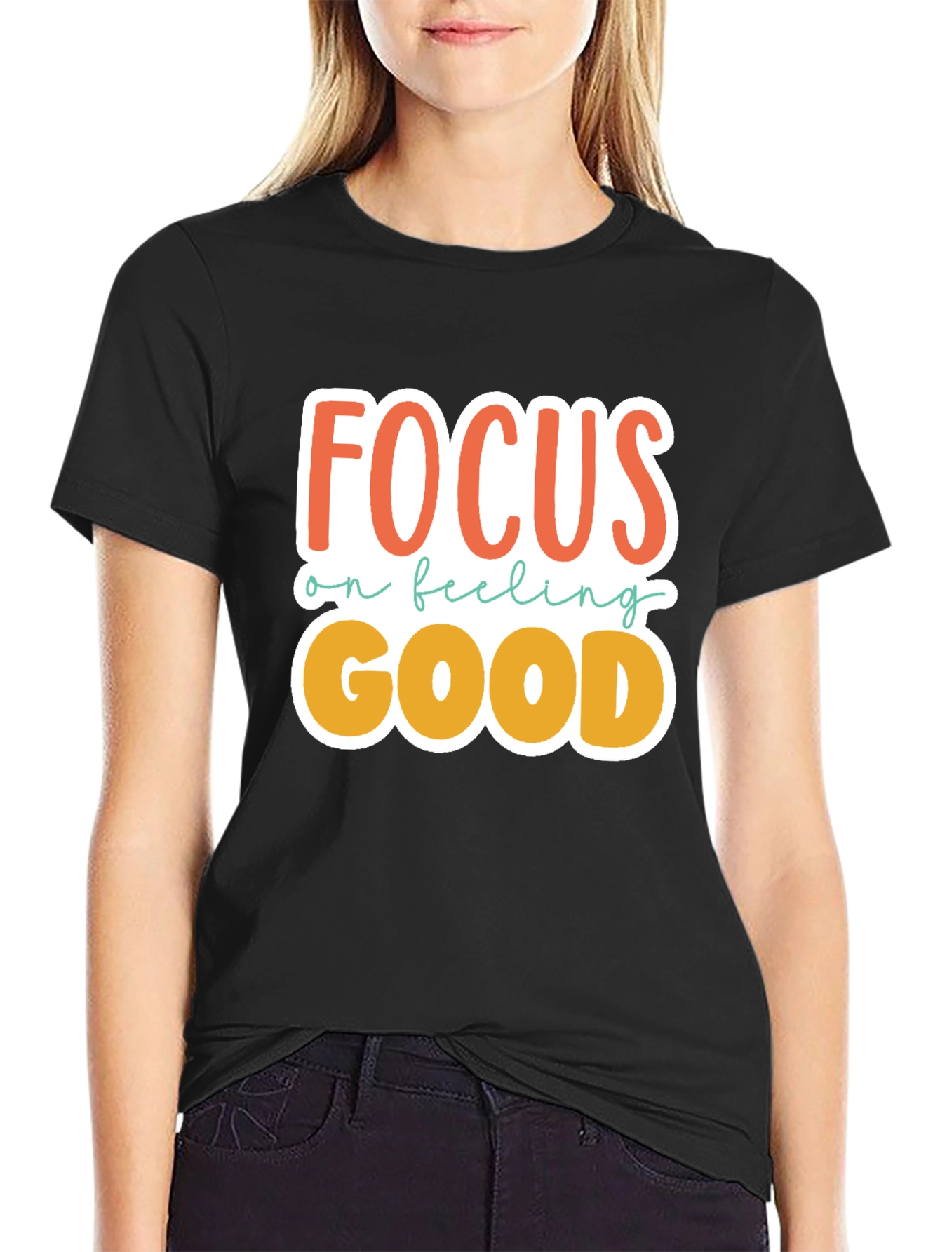 Black Focus on Feeling Good Graphic Tee view 2