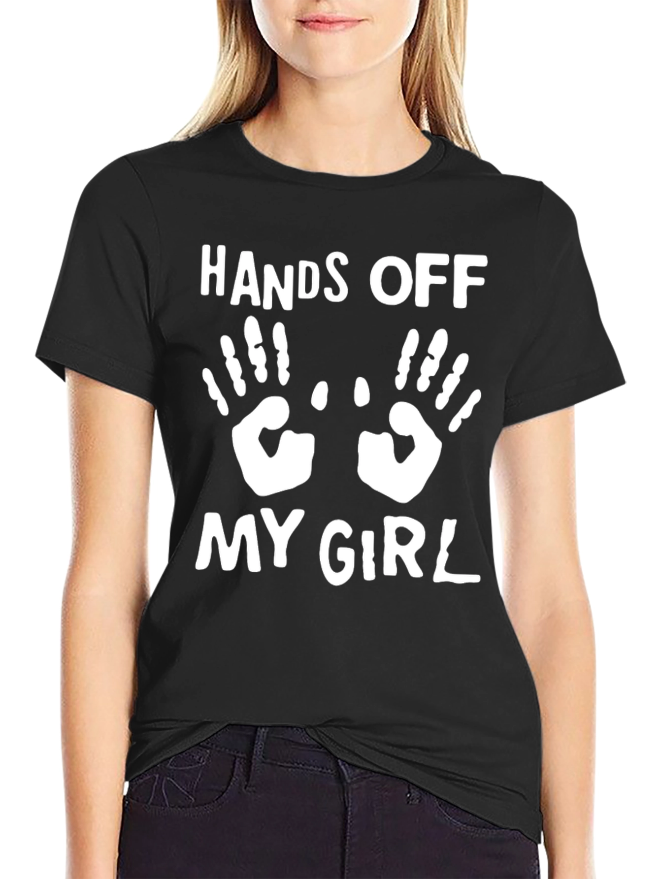 Black Hands Off My Girl Graphic T-Shirt view 2
