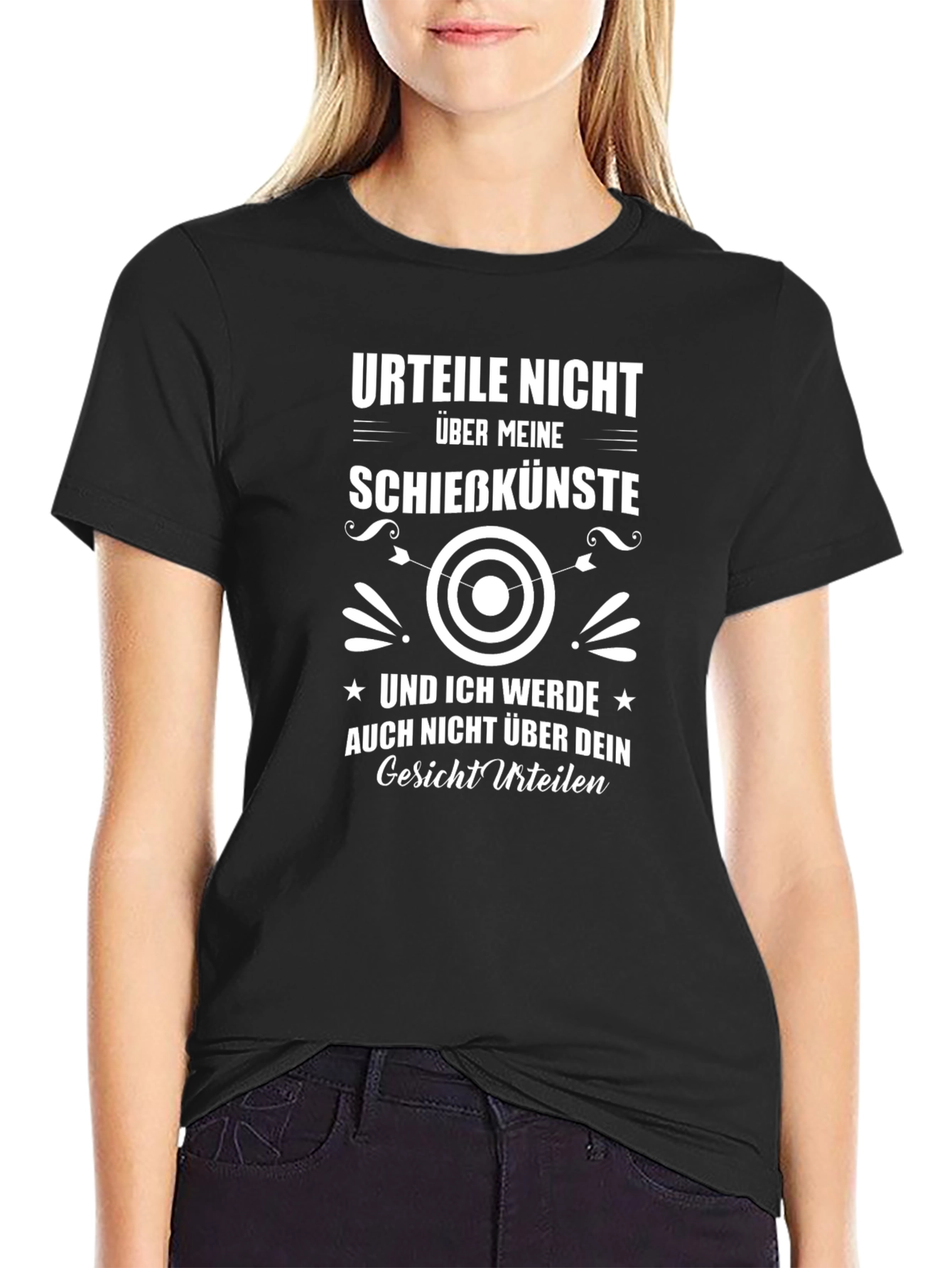 Black Archery Humor T-Shirt - German Slogan Design view 2