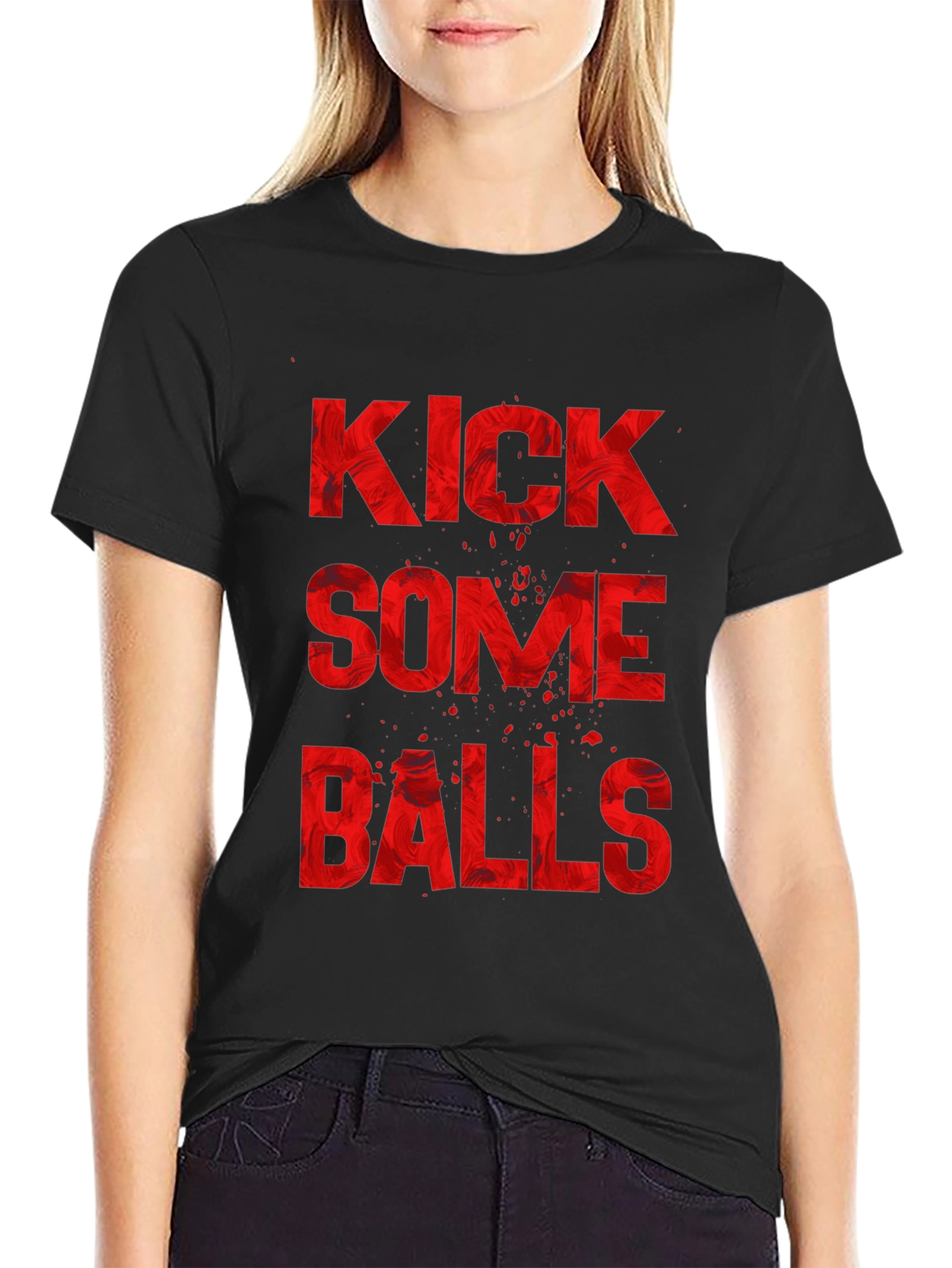 Black Kick Some Balls Graphic T-Shirt view 2