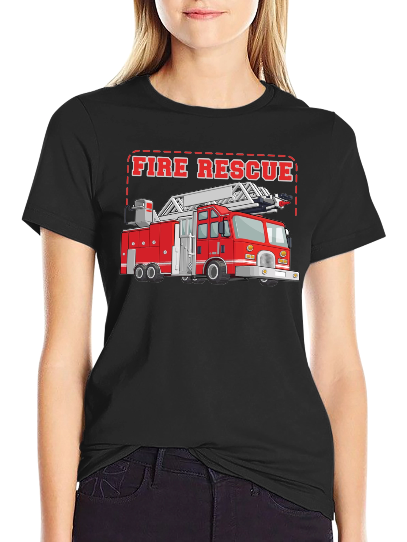 Black Fire Rescue Truck T-Shirt view 2