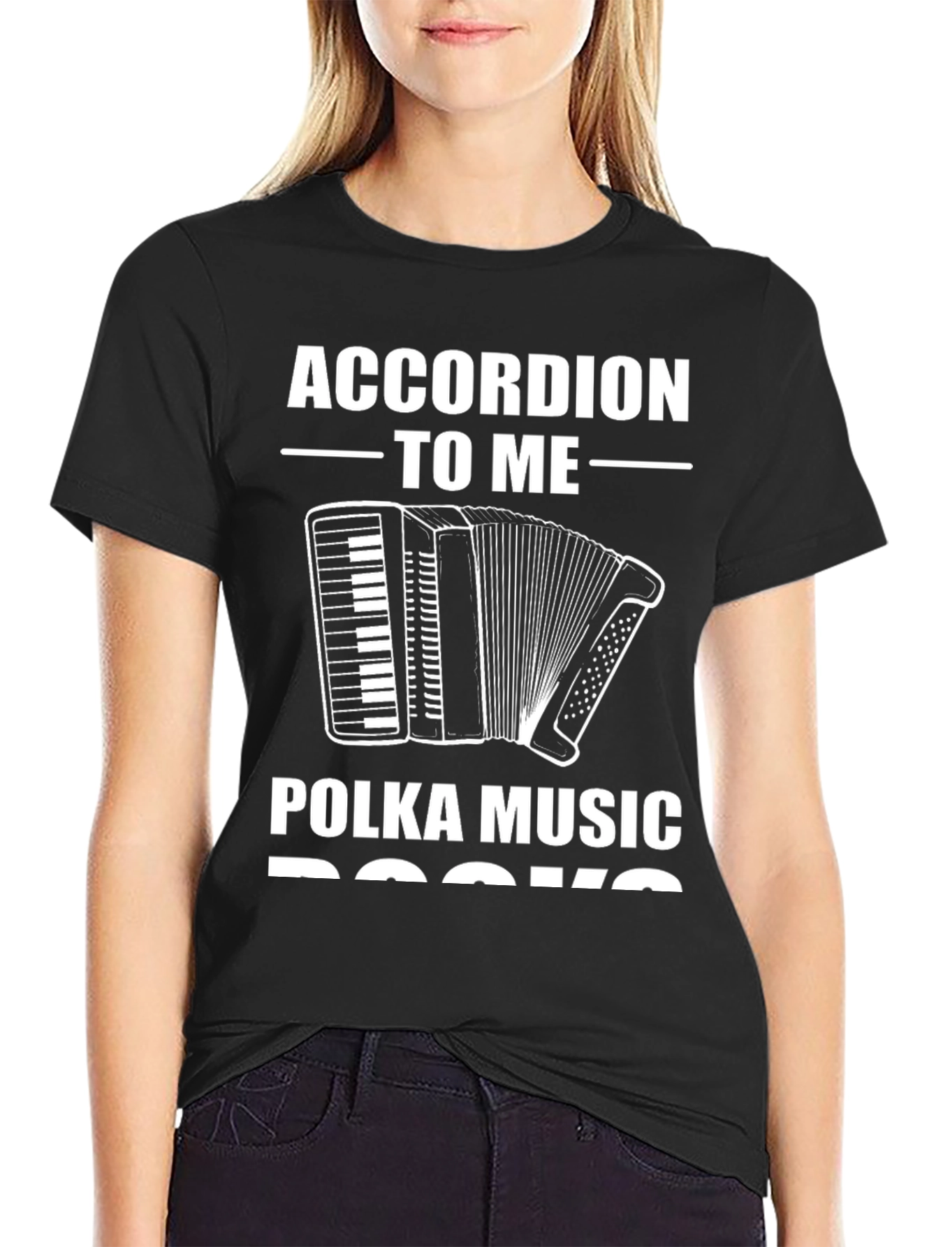 Black Accordion to Me, Polka Music Rocks T-Shirt view 2