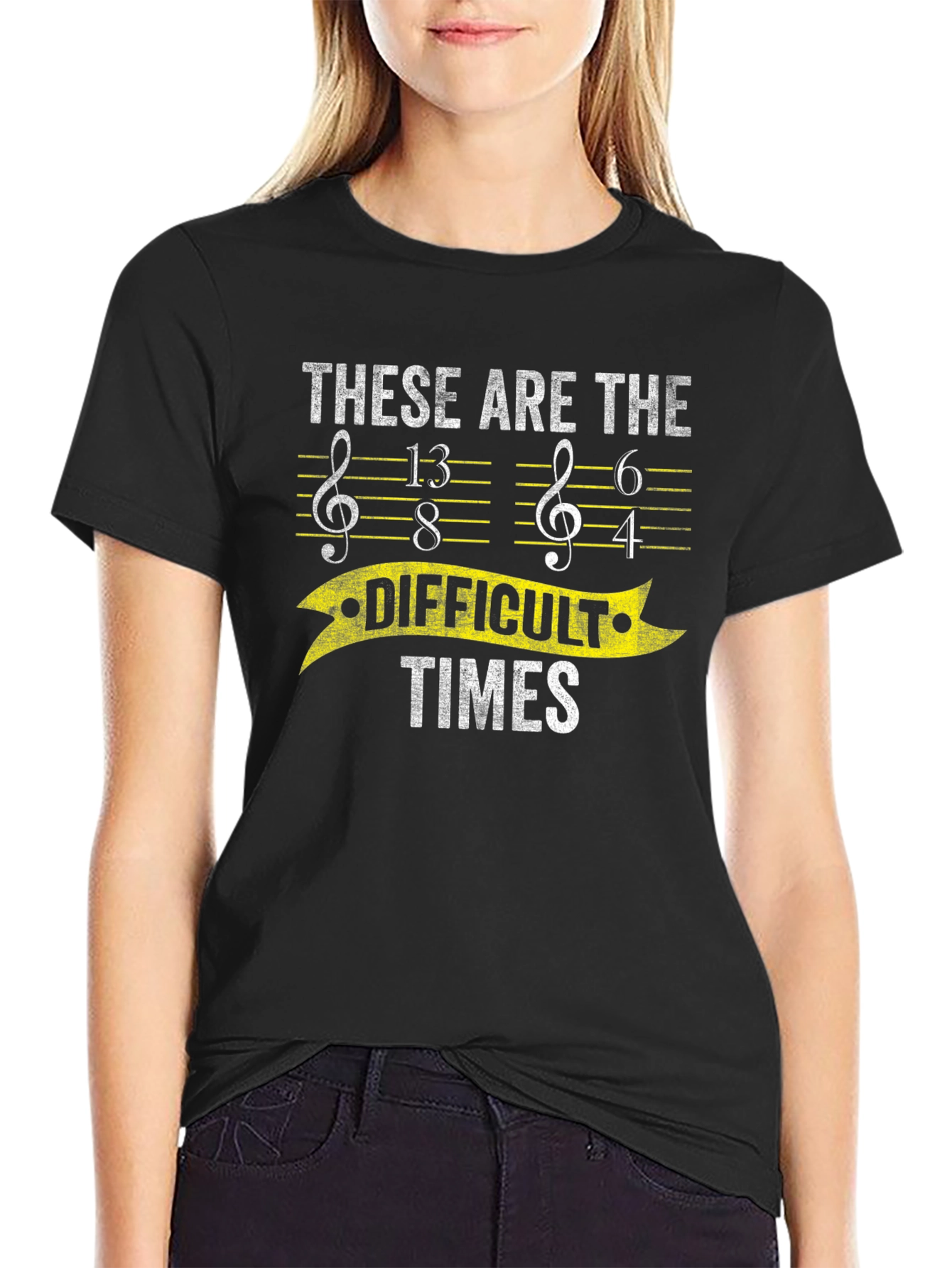 Black Difficult Times Music T-Shirt  view 2
