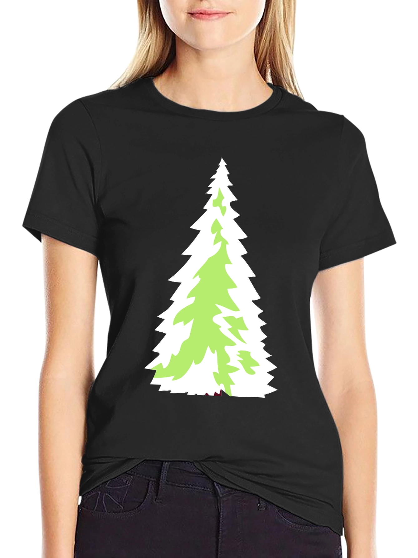 Black Festive Christmas Tree Graphic Tee - Holiday Style view 2