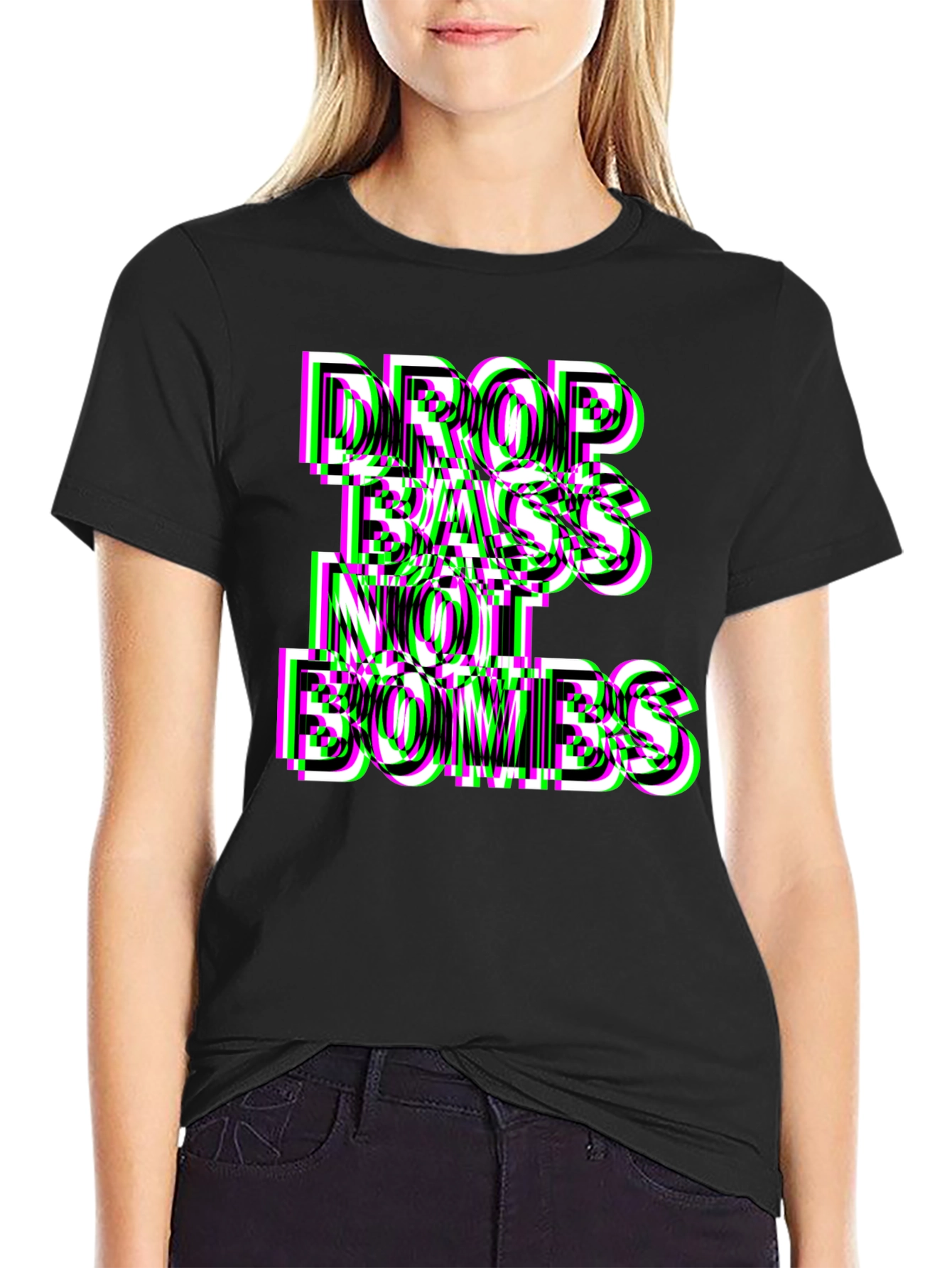 Black Drop Bass Not Bombs Graphic Tee view 2