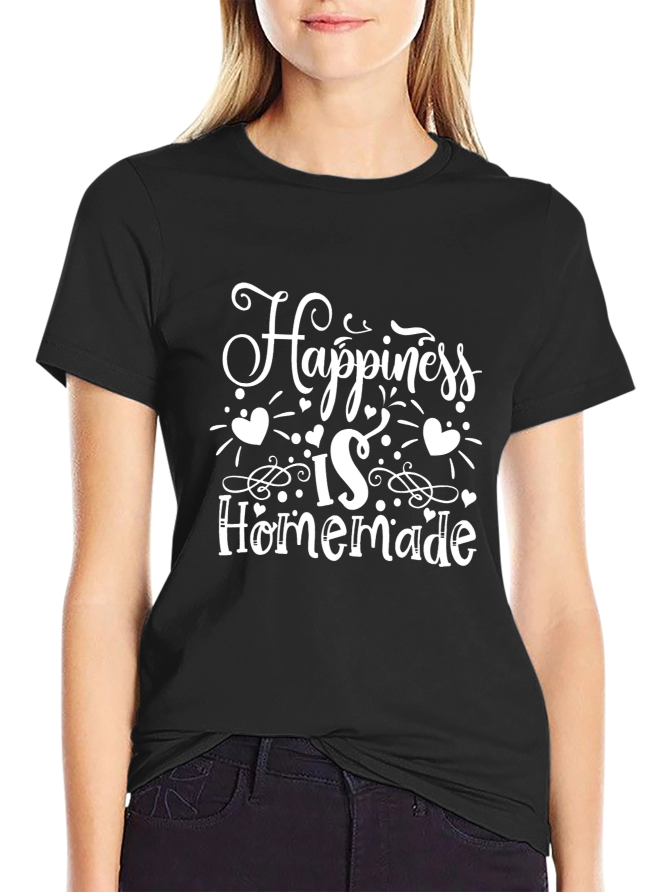 Black Happiness is Homemade Black Graphic Tee view 2