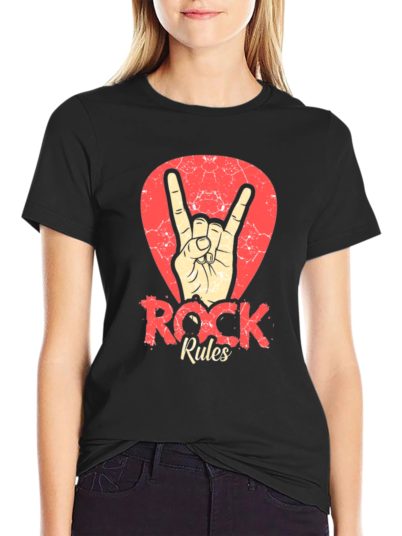 Black Rock Rules T-Shirt - Black Crew Neck Tee view 2