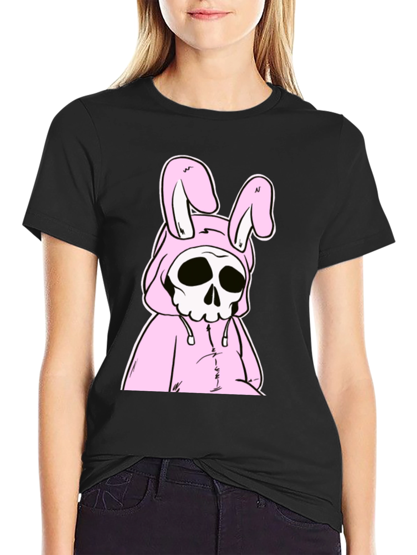 Black Grim Reaper Bunny Graphic T-Shirt view 2
