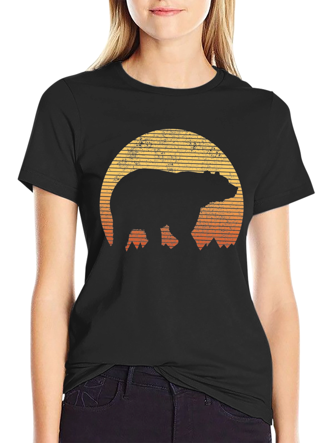 Black Bear Sunset Graphic T-Shirt - Outdoor Adventure Style view 2