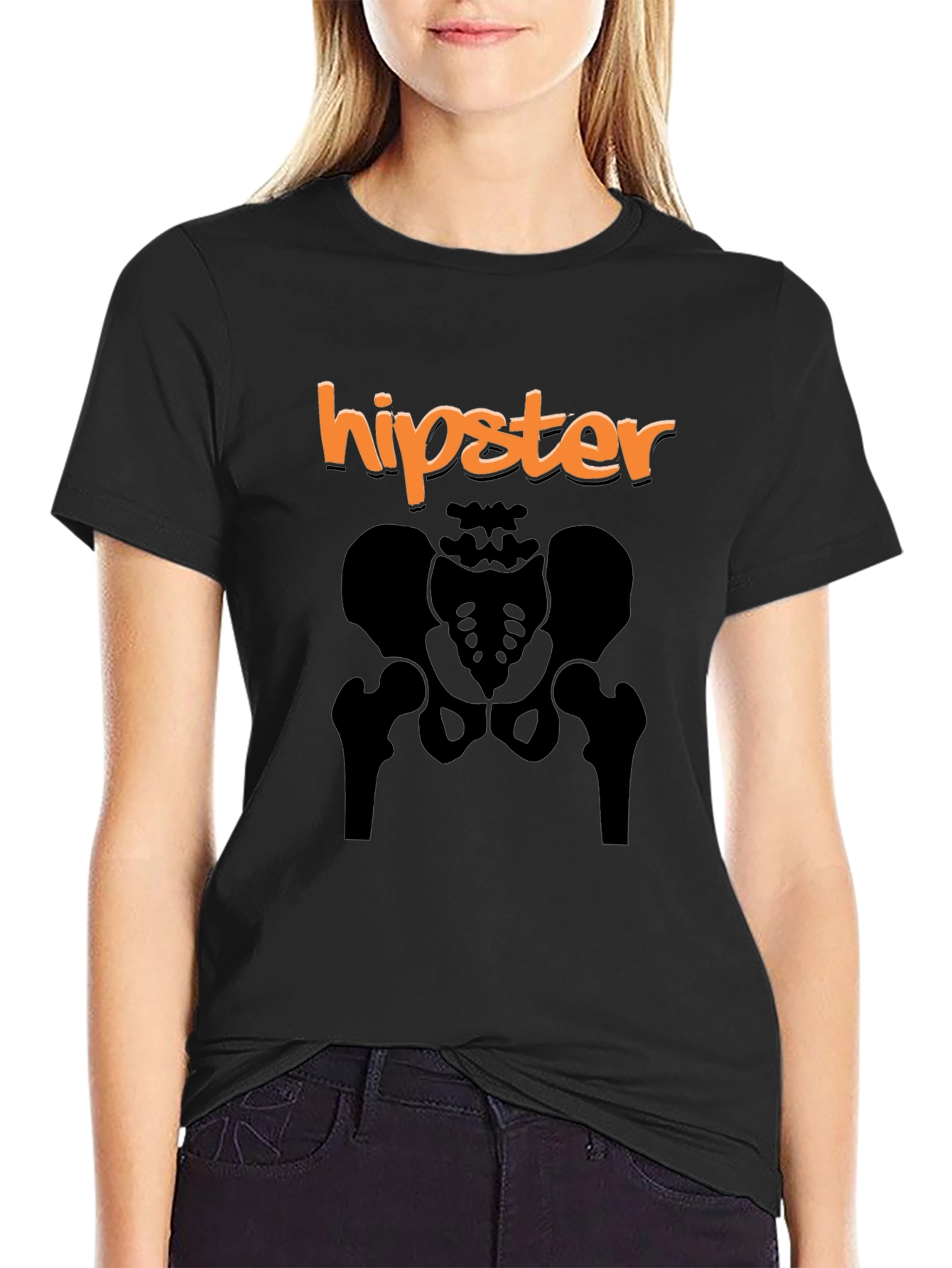 Black Hipster Skeleton T-Shirt - Black Graphic Tee view 2