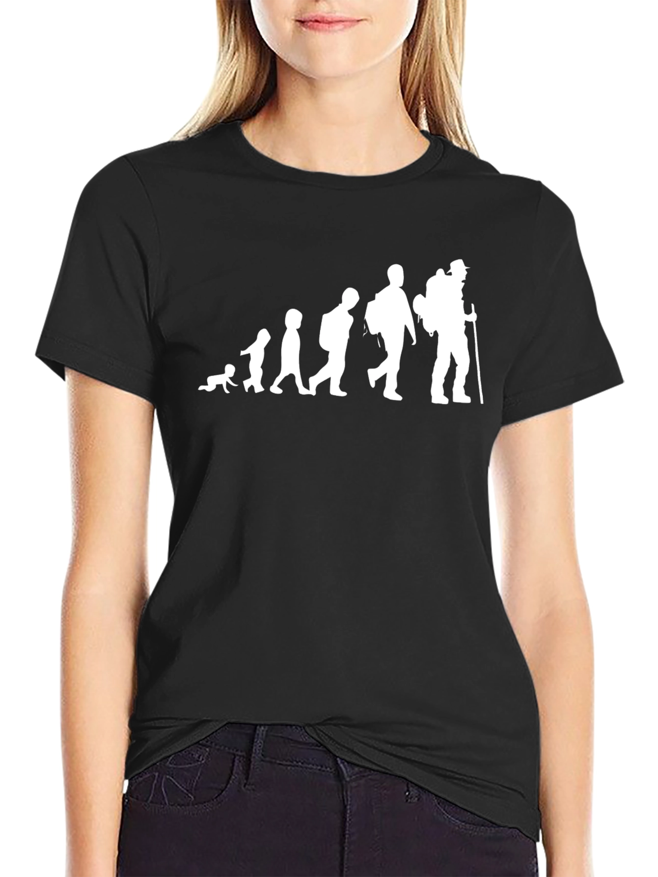 Black Evolution Hiker Graphic T-Shirt - Black Cotton Blend view 2
