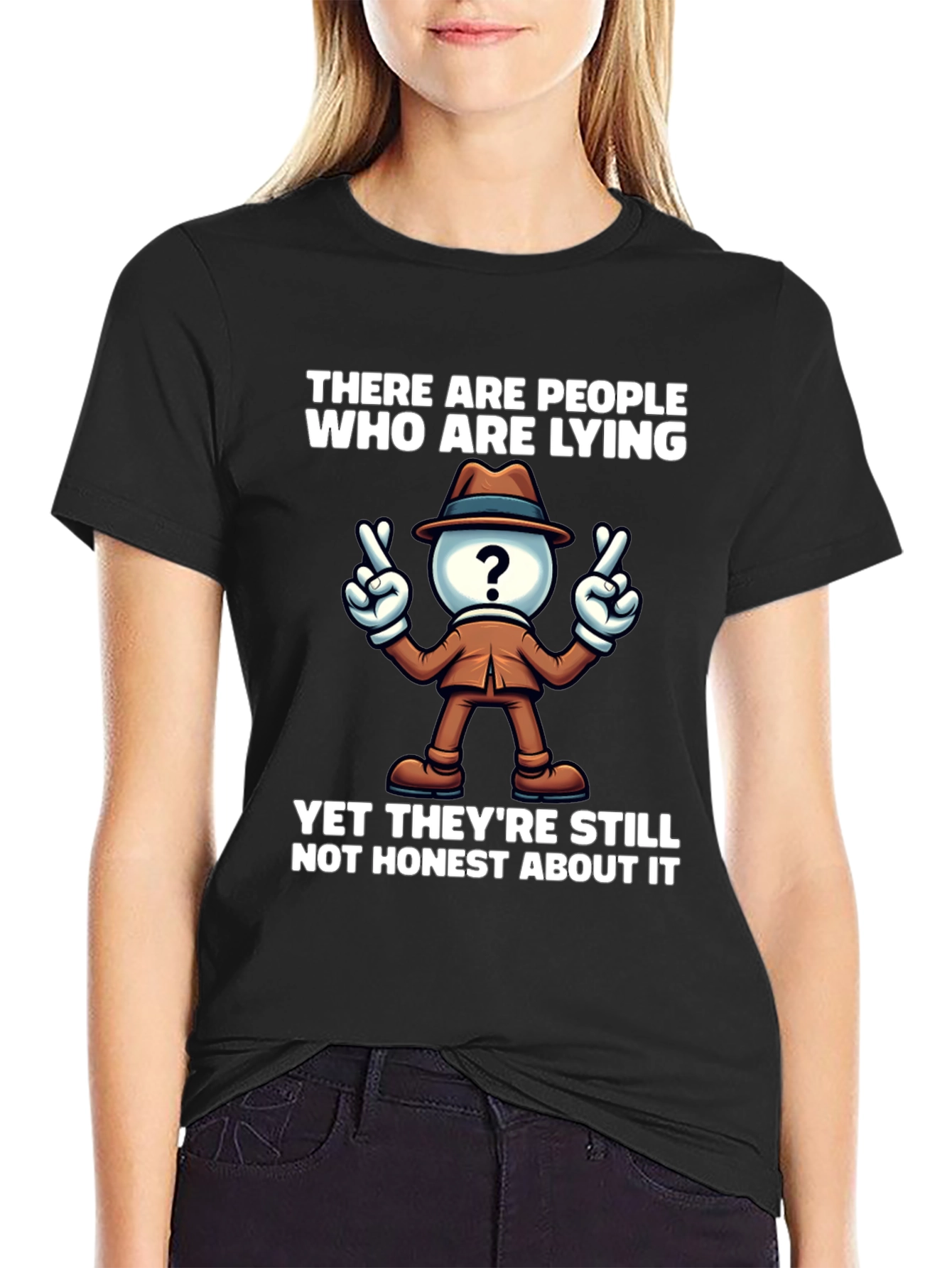 Black Lying People Graphic T-Shirt - Mens view 2