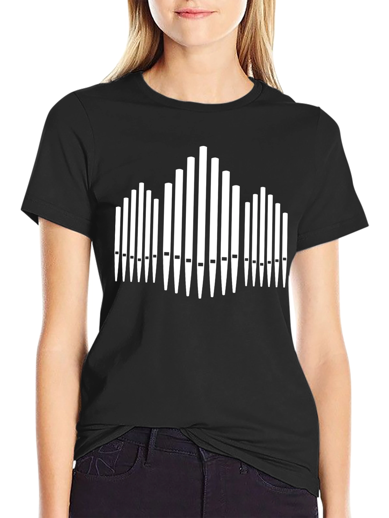 Black Organ Pipes Graphic Tee - Musician's Novelty Shirt view 2