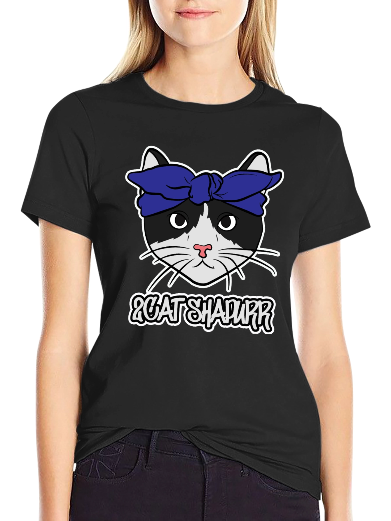 Black Cat Shapurr T-Shirt view 2