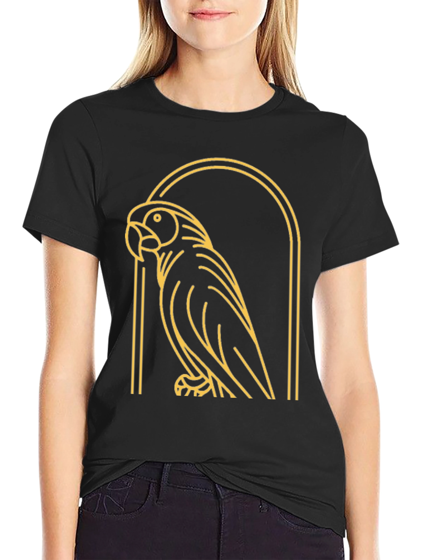 Black Parrot Graphic Tee - Modern Bird Design view 2