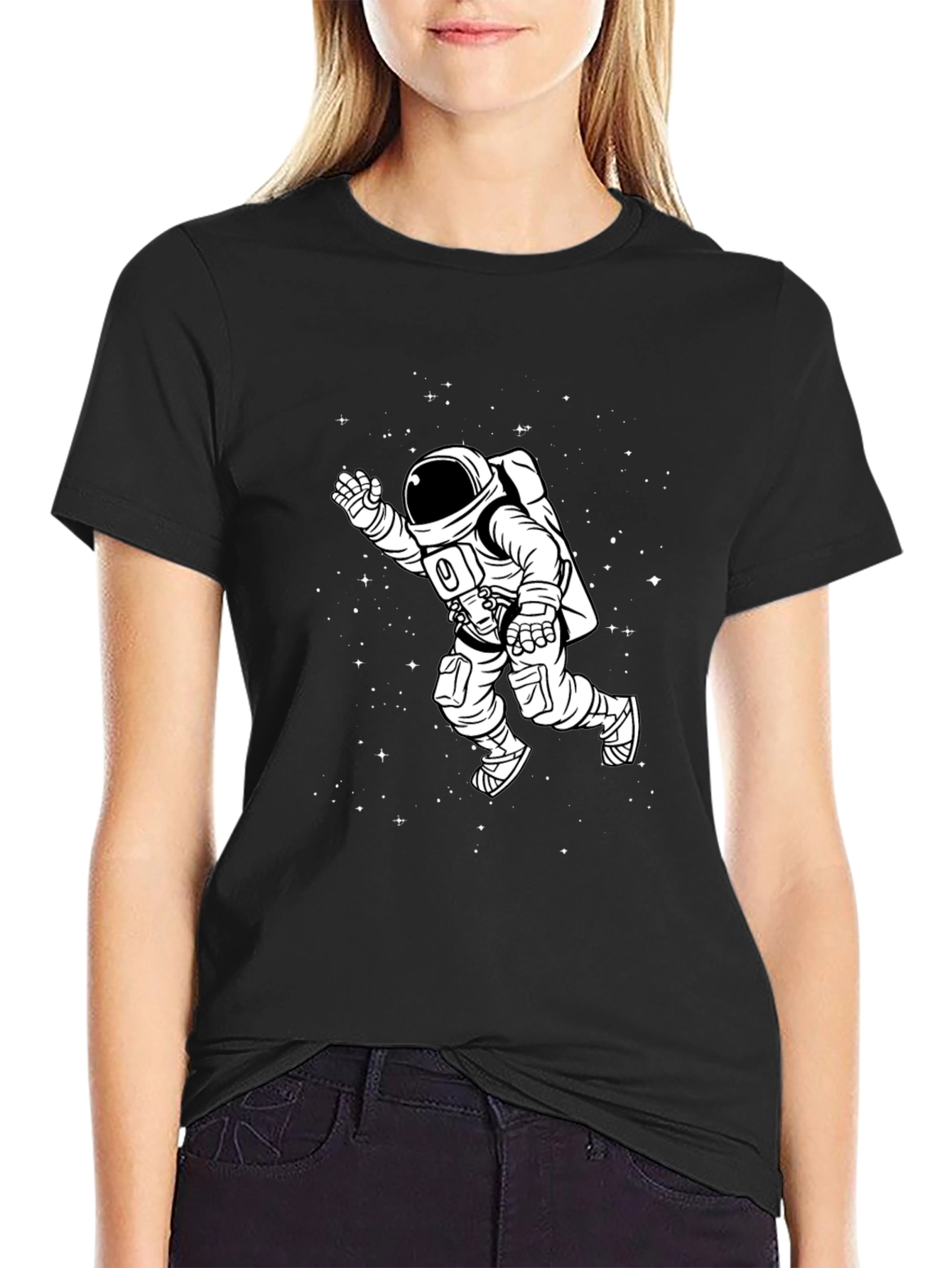 Black Astronaut Graphic Black T-Shirt view 2
