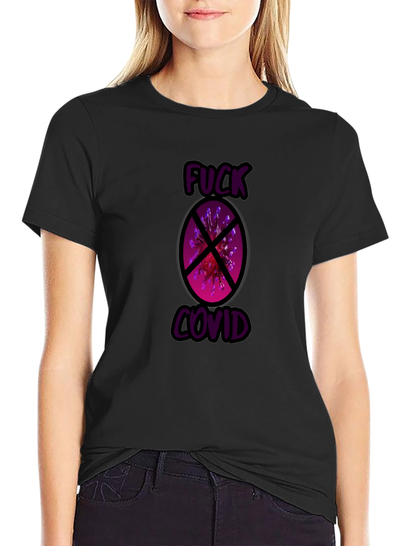 Black F*ck Covid Black Graphic Tee view 2