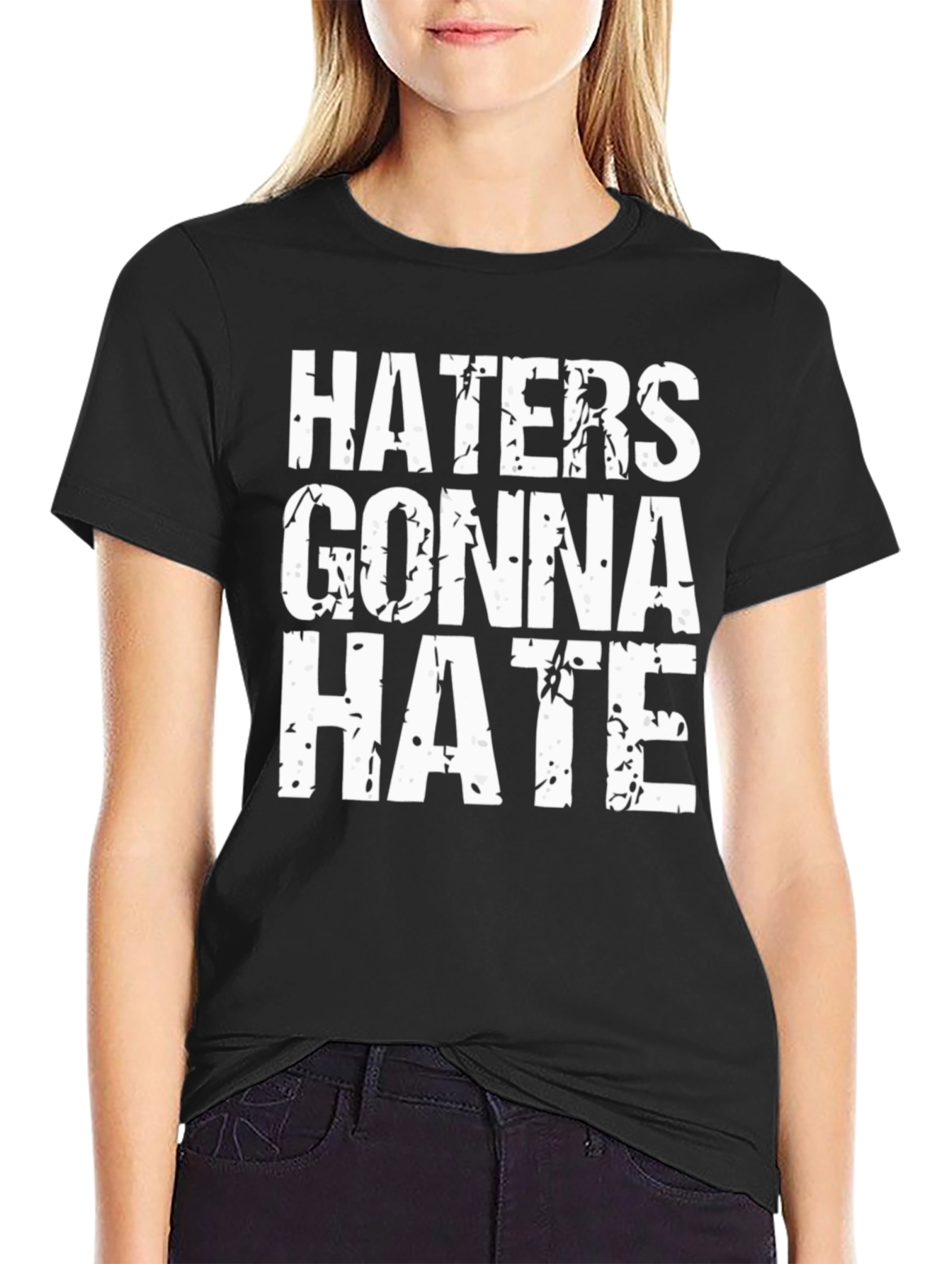 Black Haters Gonna Hate Graphic Tee view 2