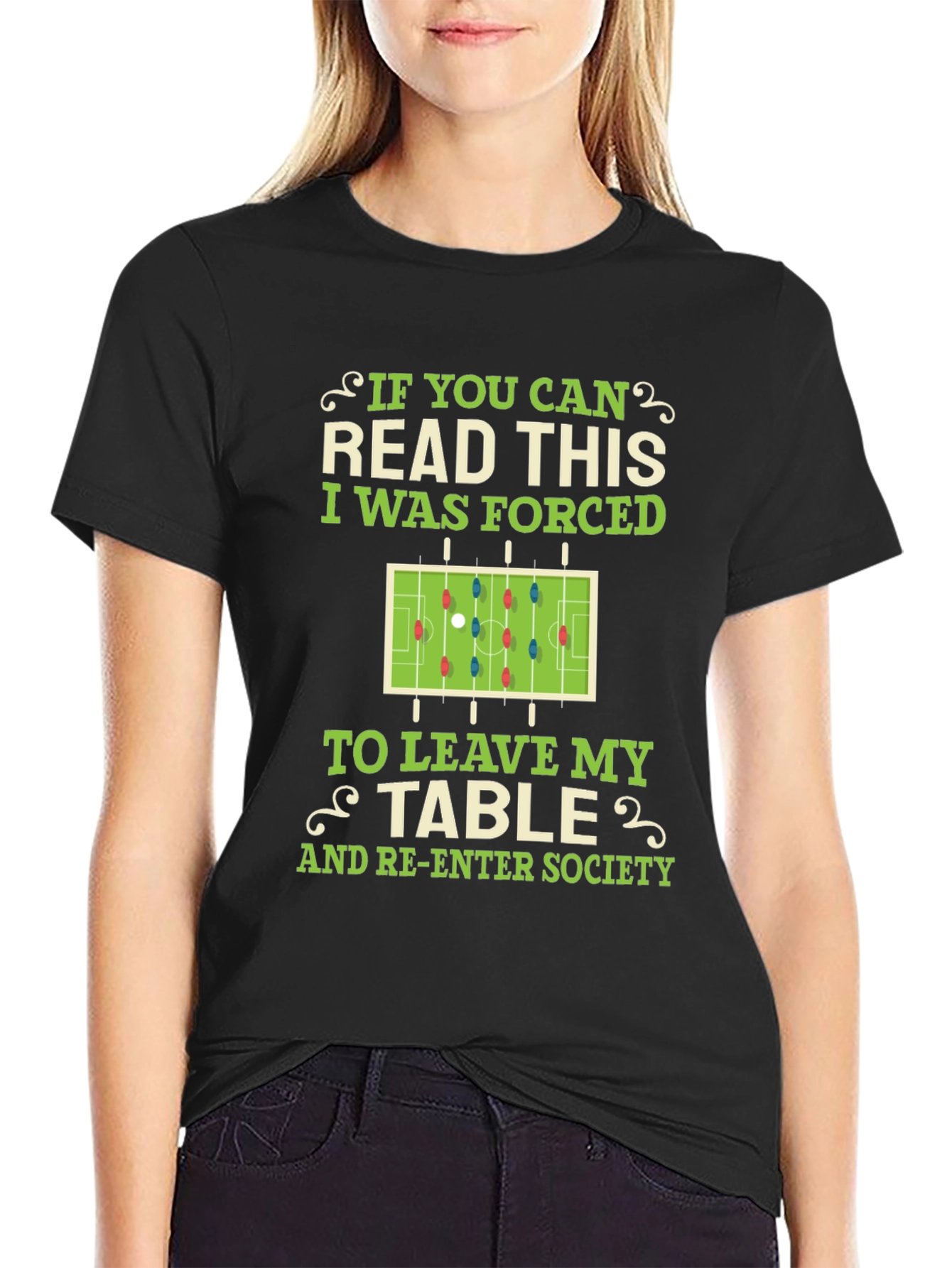 Black Funny Foosball Table Player T-Shirt view 2