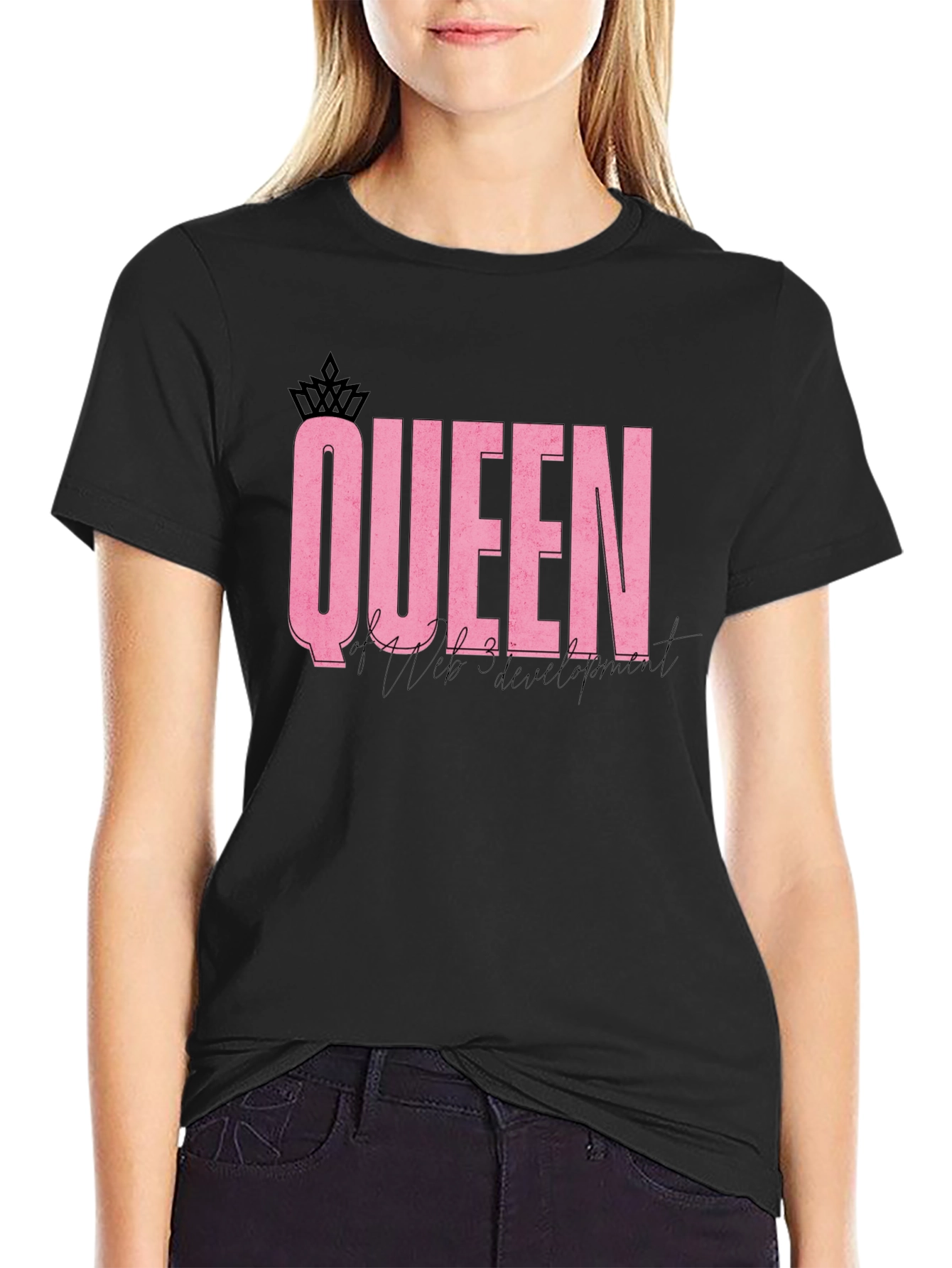 Black Queen of Web Development T-Shirt view 2
