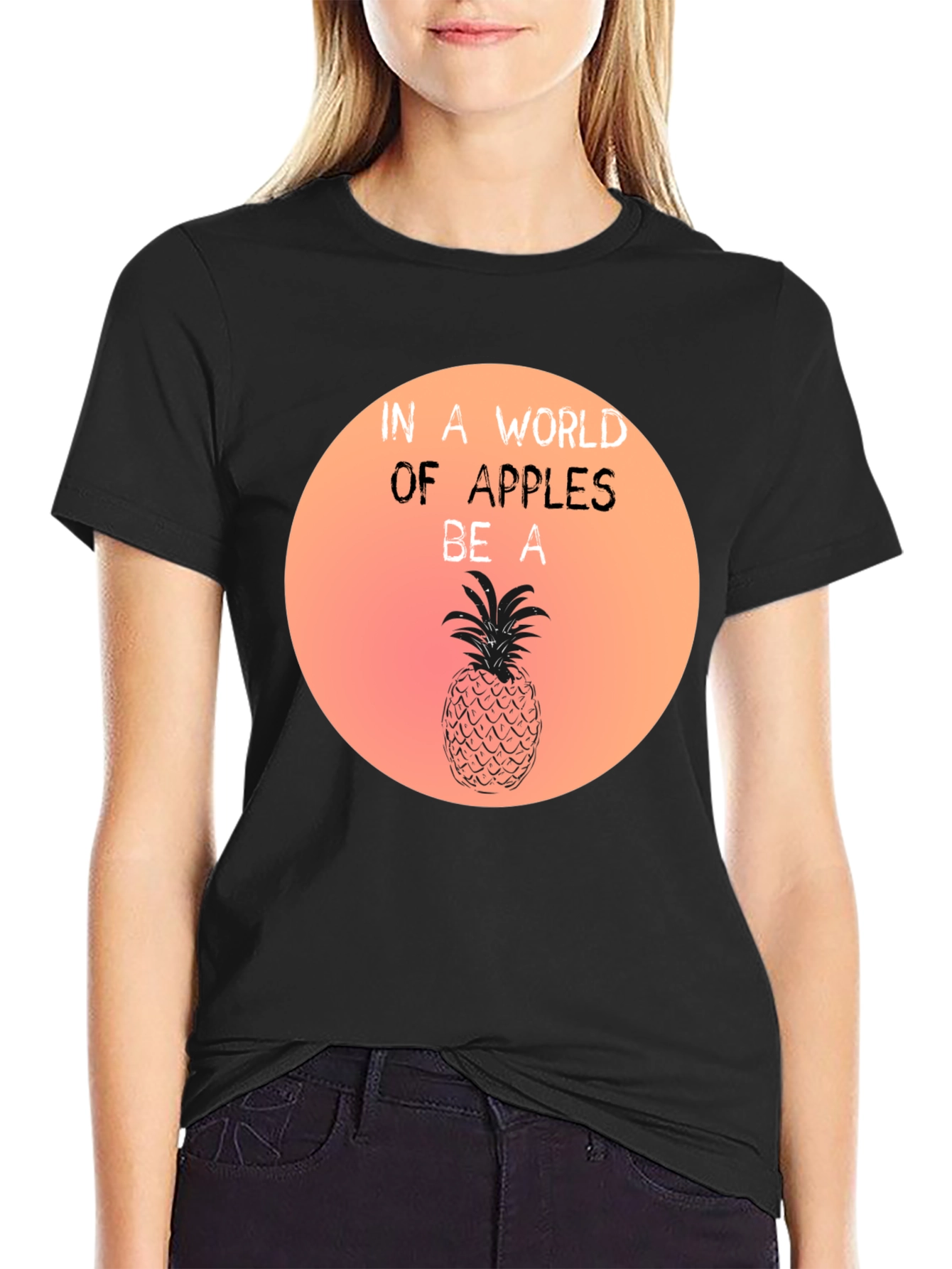 Black Be a Pineapple Graphic T-Shirt - Unique & Stylish Tee view 2