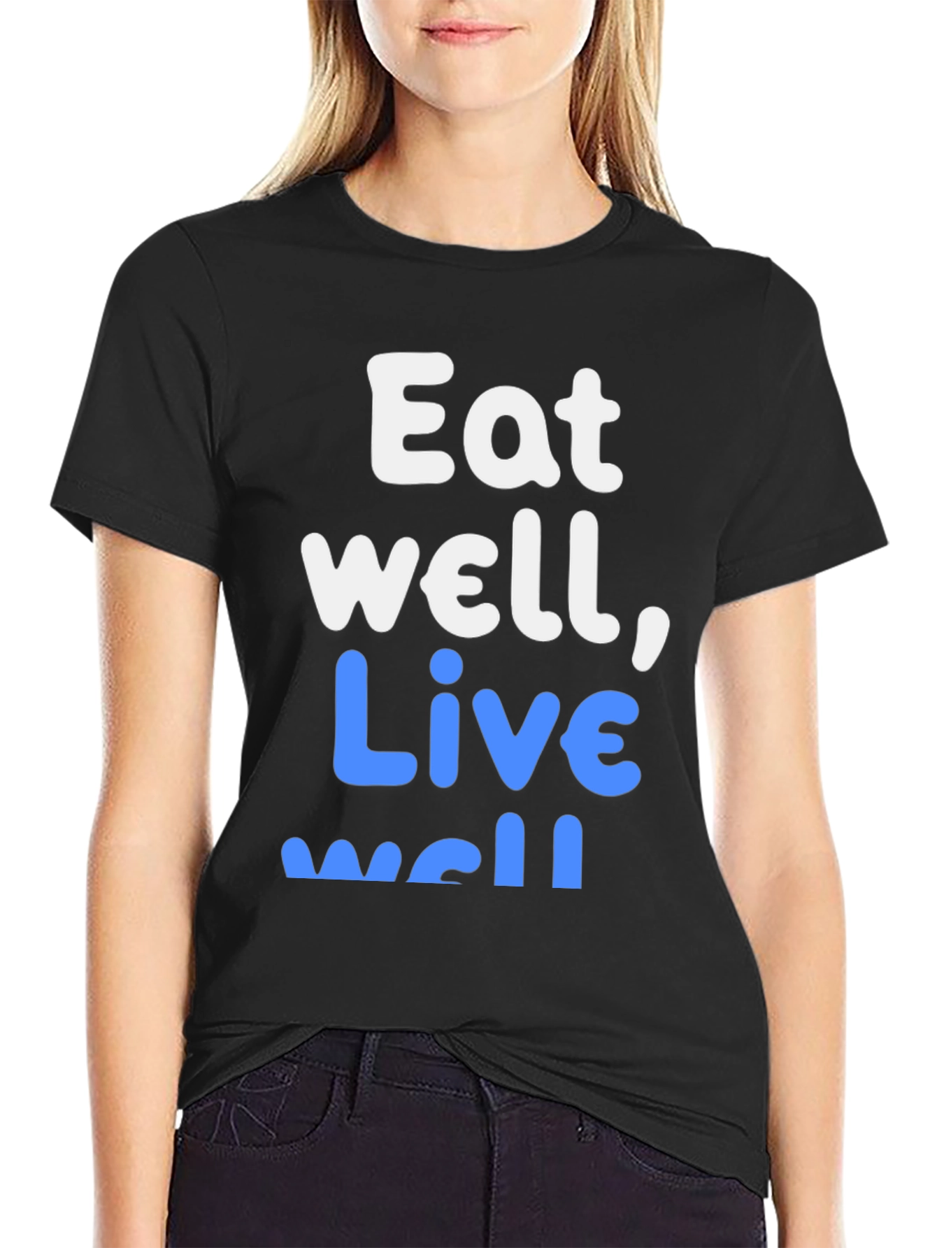 Black Eat Well, Live Well Graphic Tee - Unisex view 2