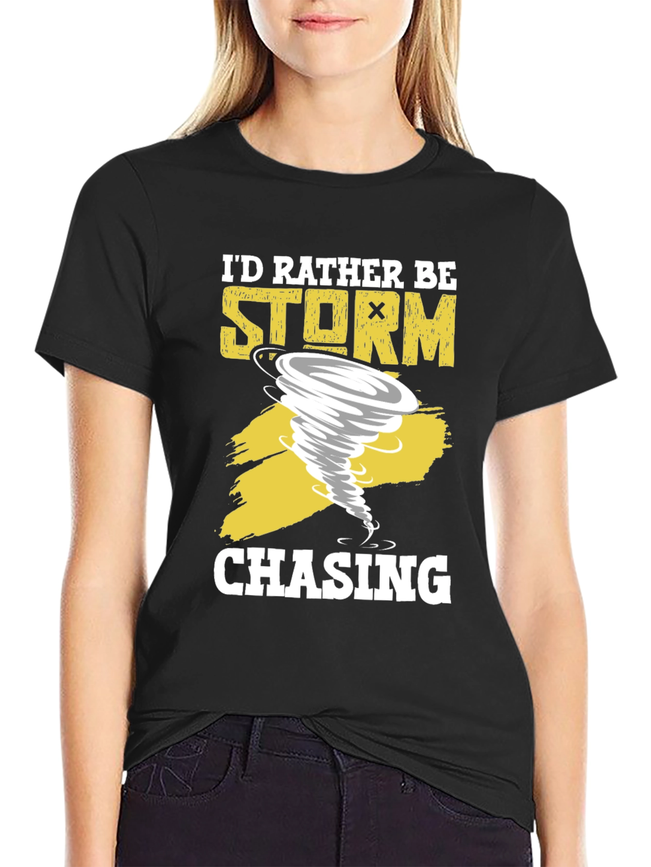 Black Storm Chaser T-Shirt - Tornado Graphic Novelty Tee view 2
