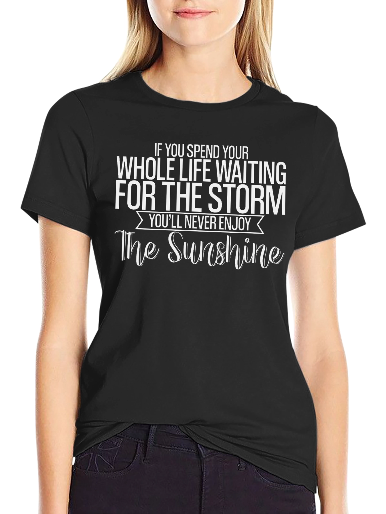 Black Sunshine Quote T-Shirt - Motivational Graphic Tee view 2