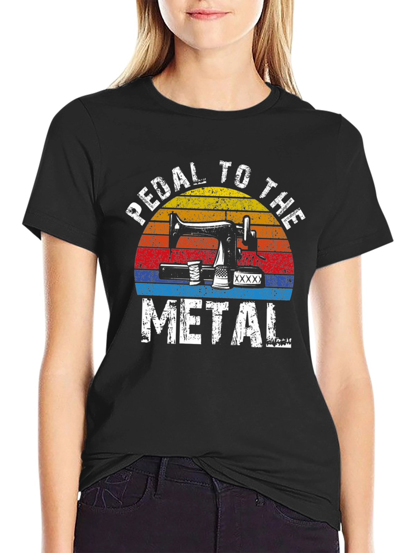 Black Pedal to the Metal Sewing T-Shirt view 2