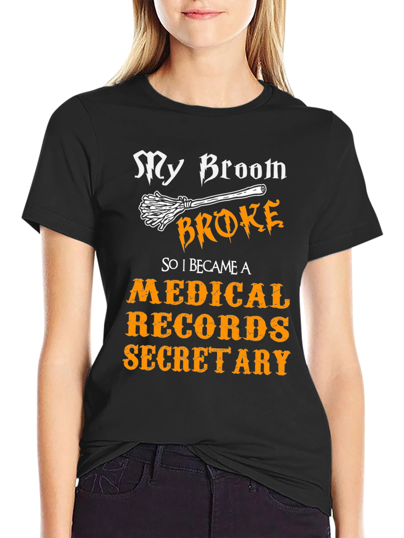 Black Medical Records Secretary Halloween T-Shirt view 2