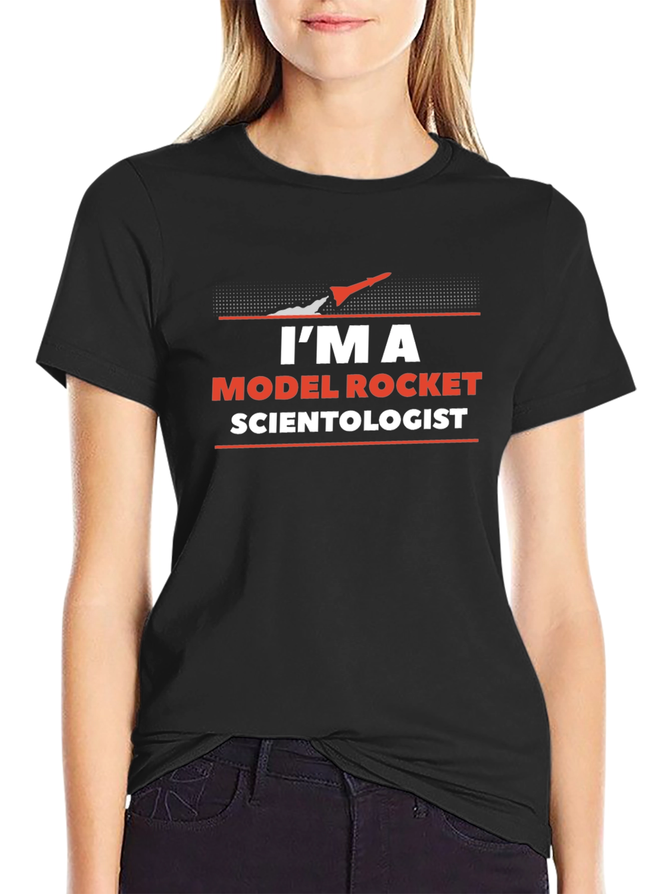Black I'm a Model Rocket Scientist Black T-Shirt view 2