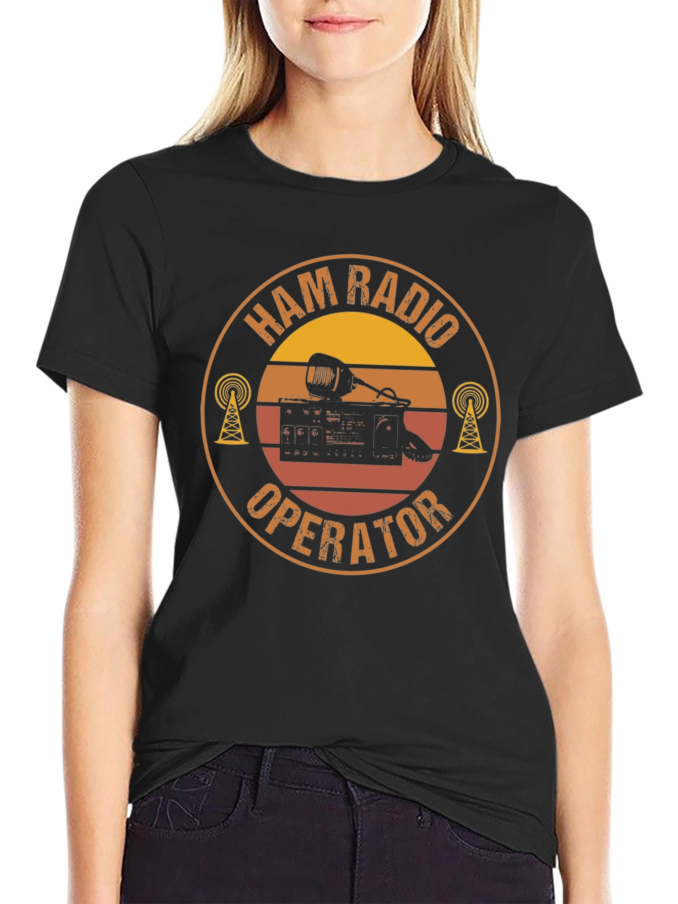 Black Ham Radio Operator T-Shirt view 2