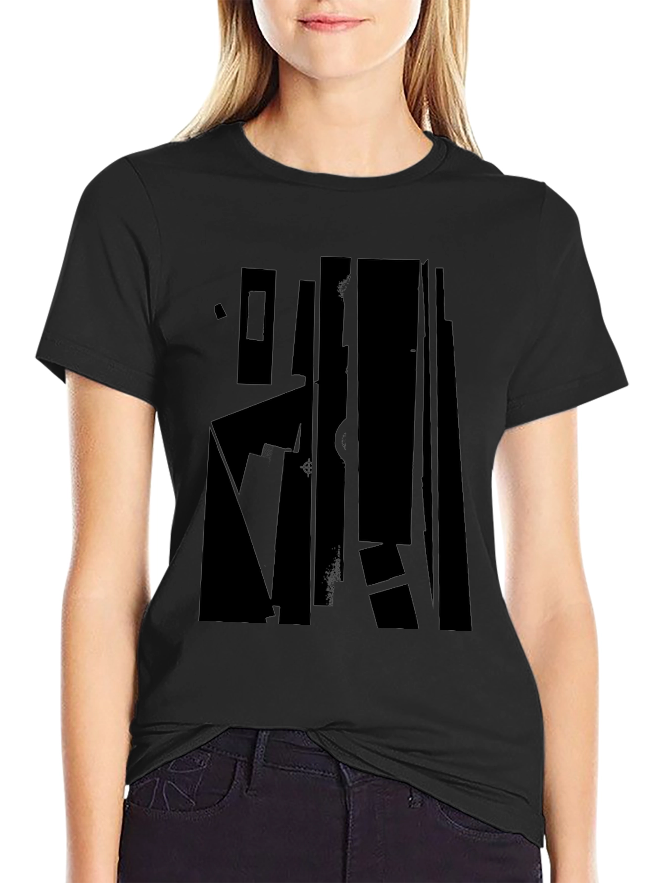 Black Abstract Graphic Black T-Shirt - Modern Minimalist Design view 2