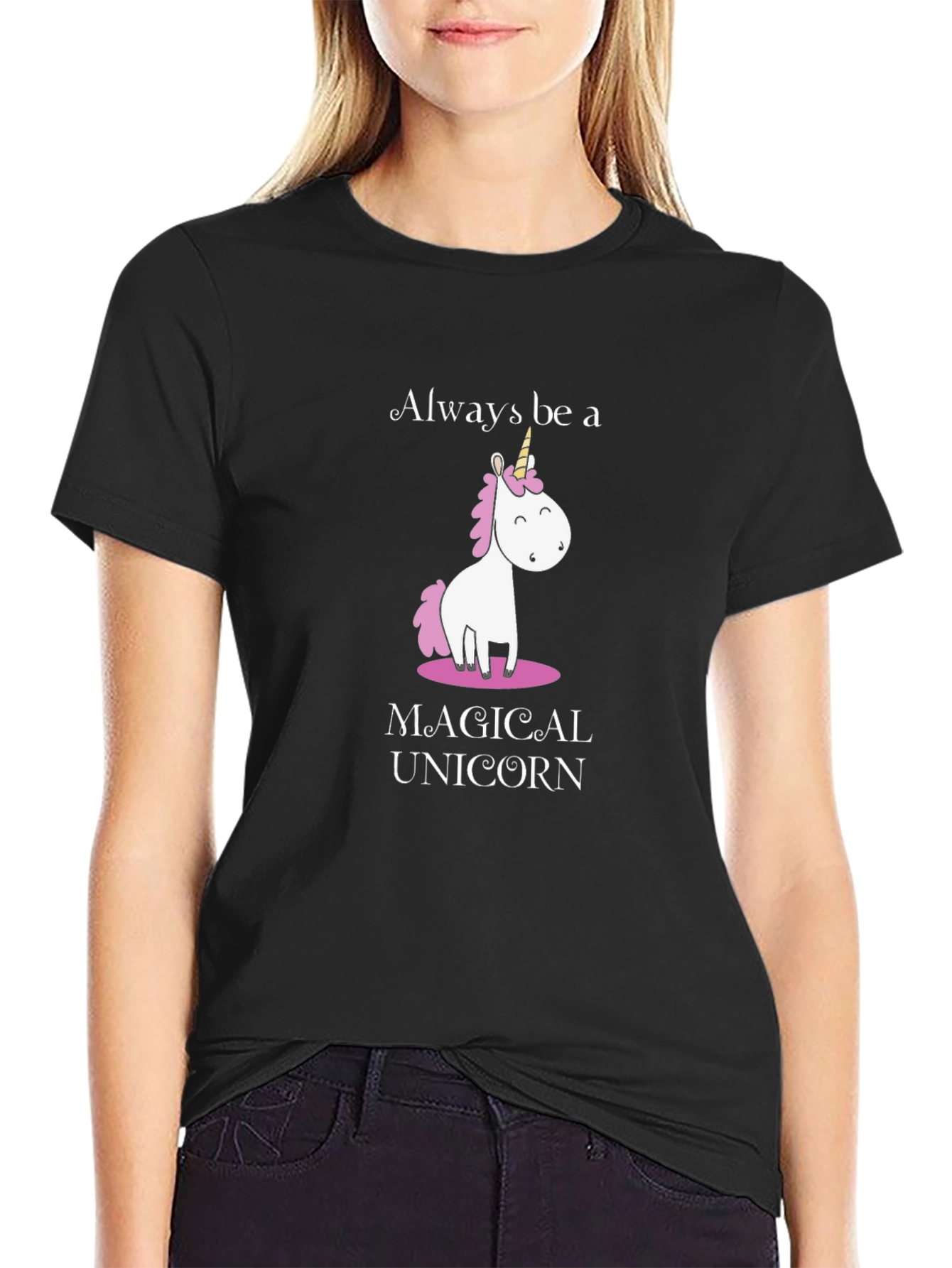 Black Magical Unicorn Graphic Tee - Always Be a Unicorn view 2