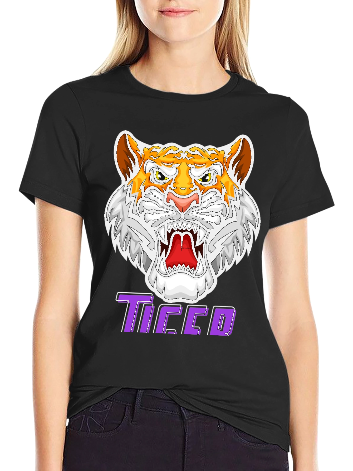 Black Fierce Tiger Graphic Tee - Bold Style view 2