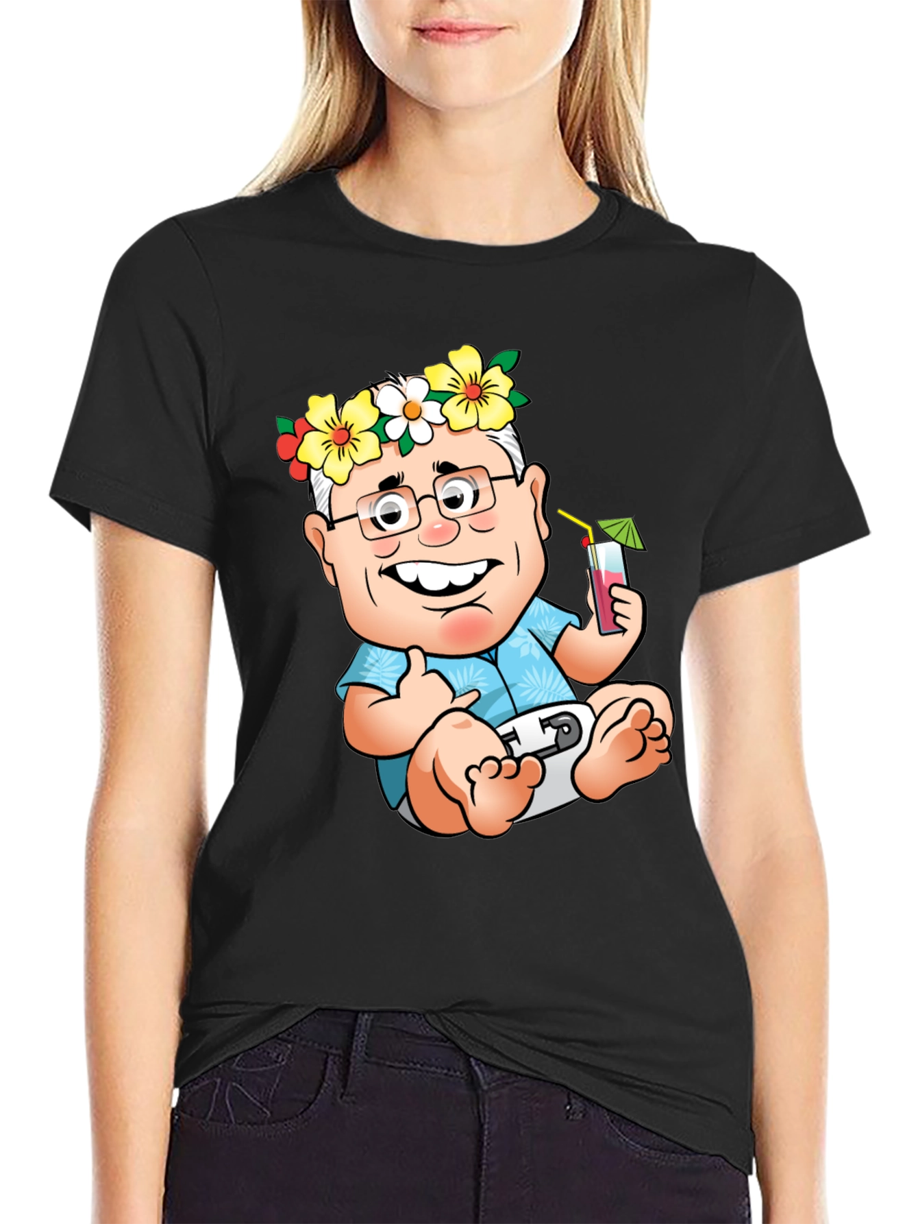 Black Funny Baby Cartoon T-Shirt  view 2