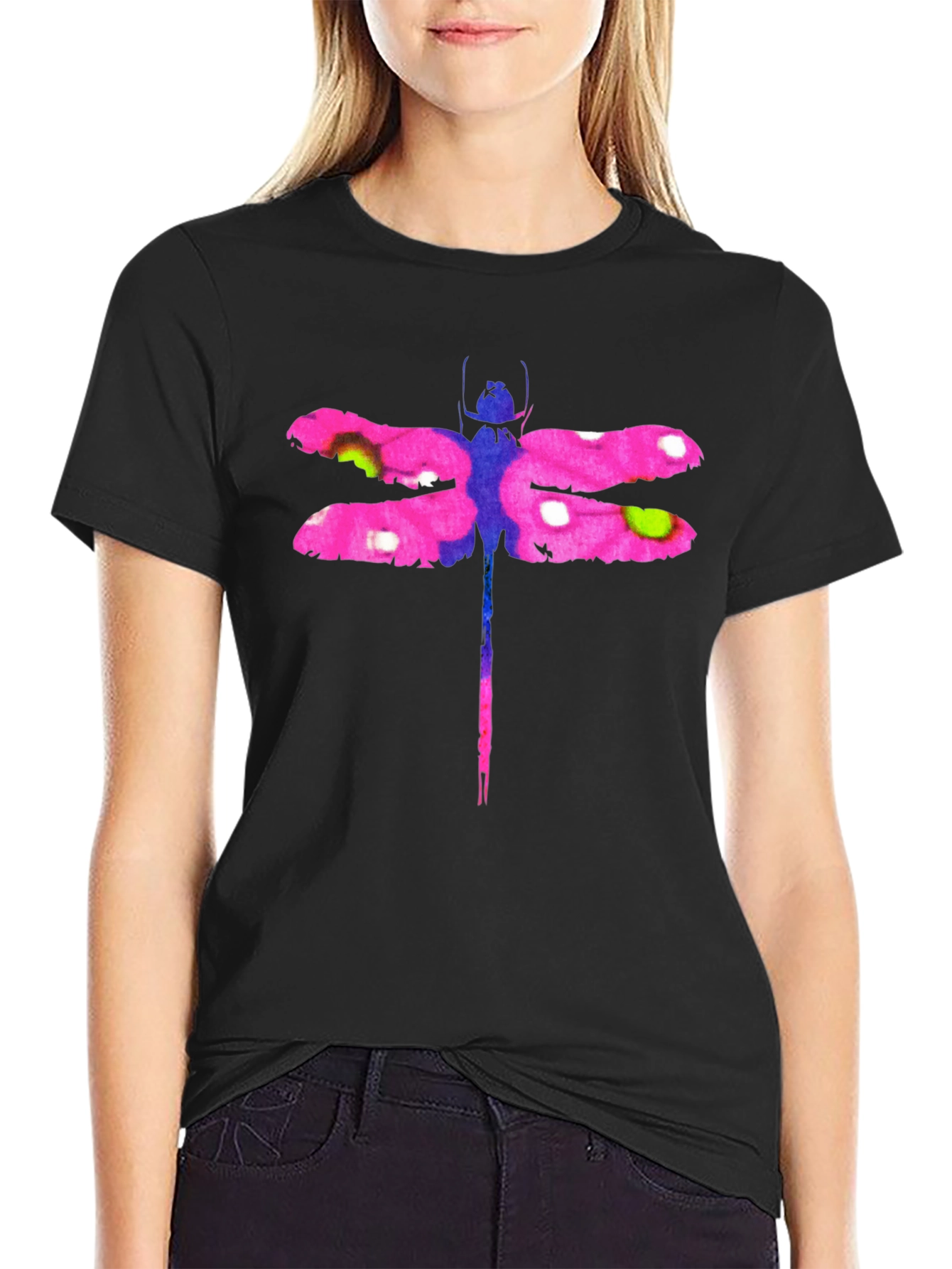 Black Dragonfly Graphic Tee - Stylish Men's Black T-Shirt view 2